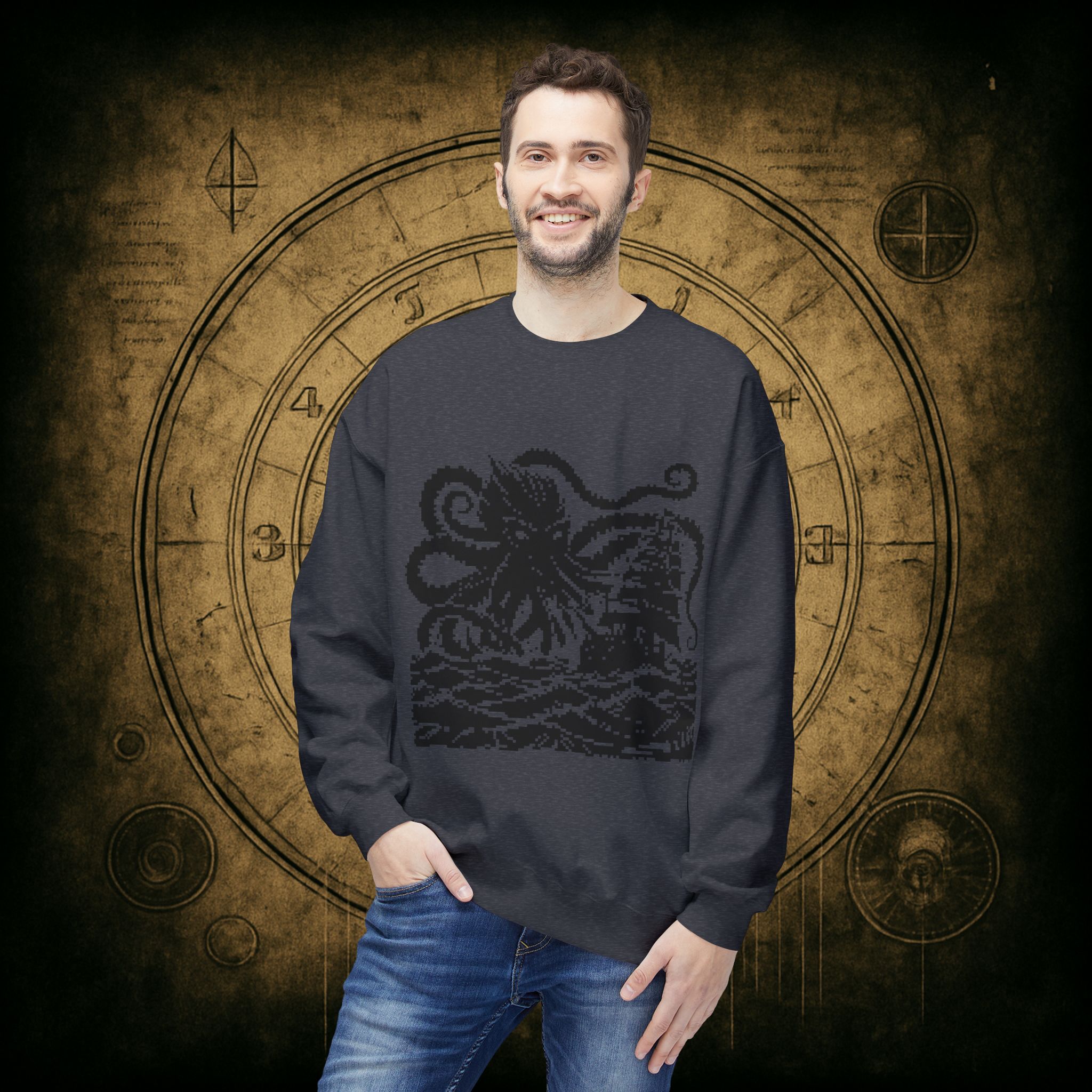Woodcut Kraken Unisex Sweatshirt - Image 21