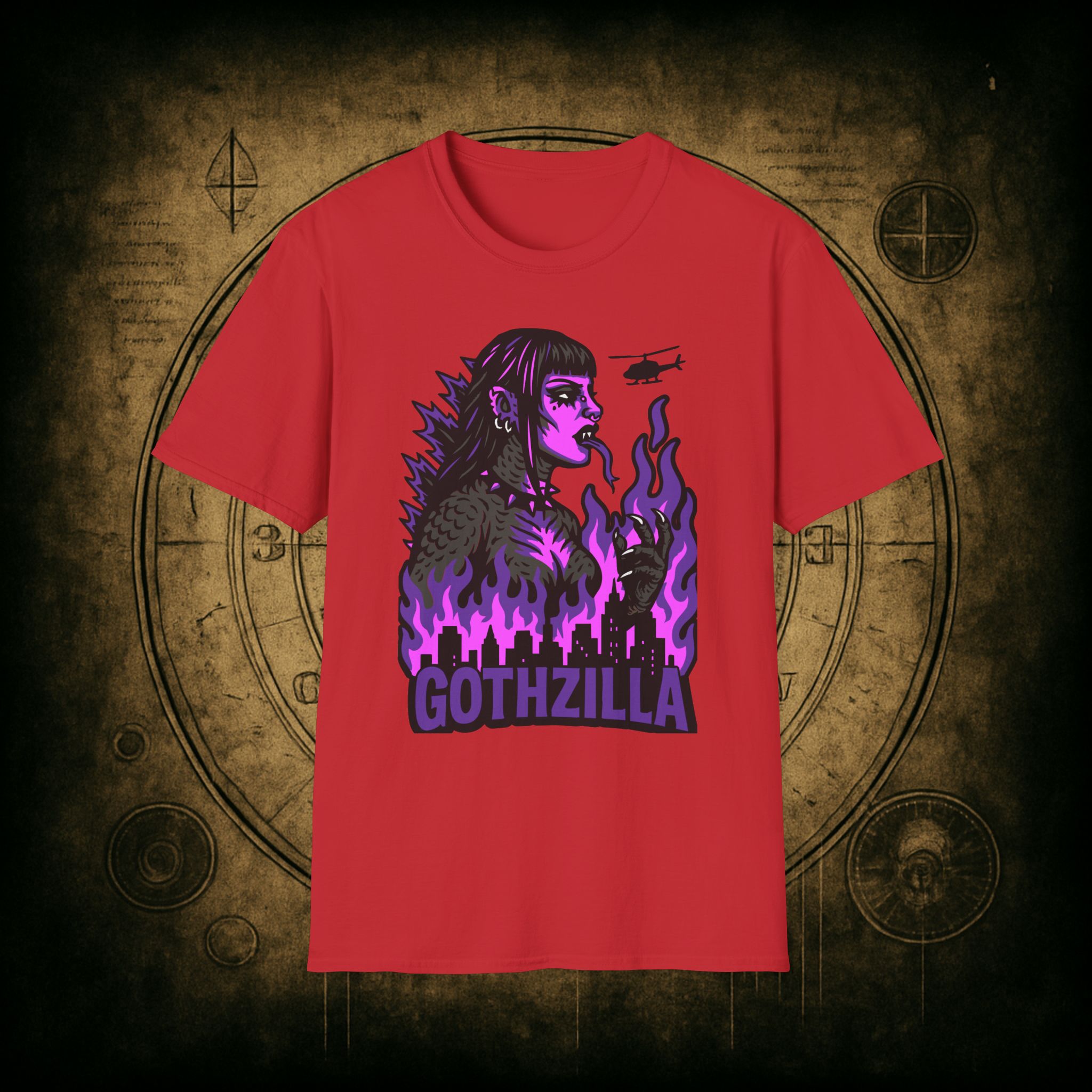 Gothzilla (Purple) Unisex T-Shirt - Image 68