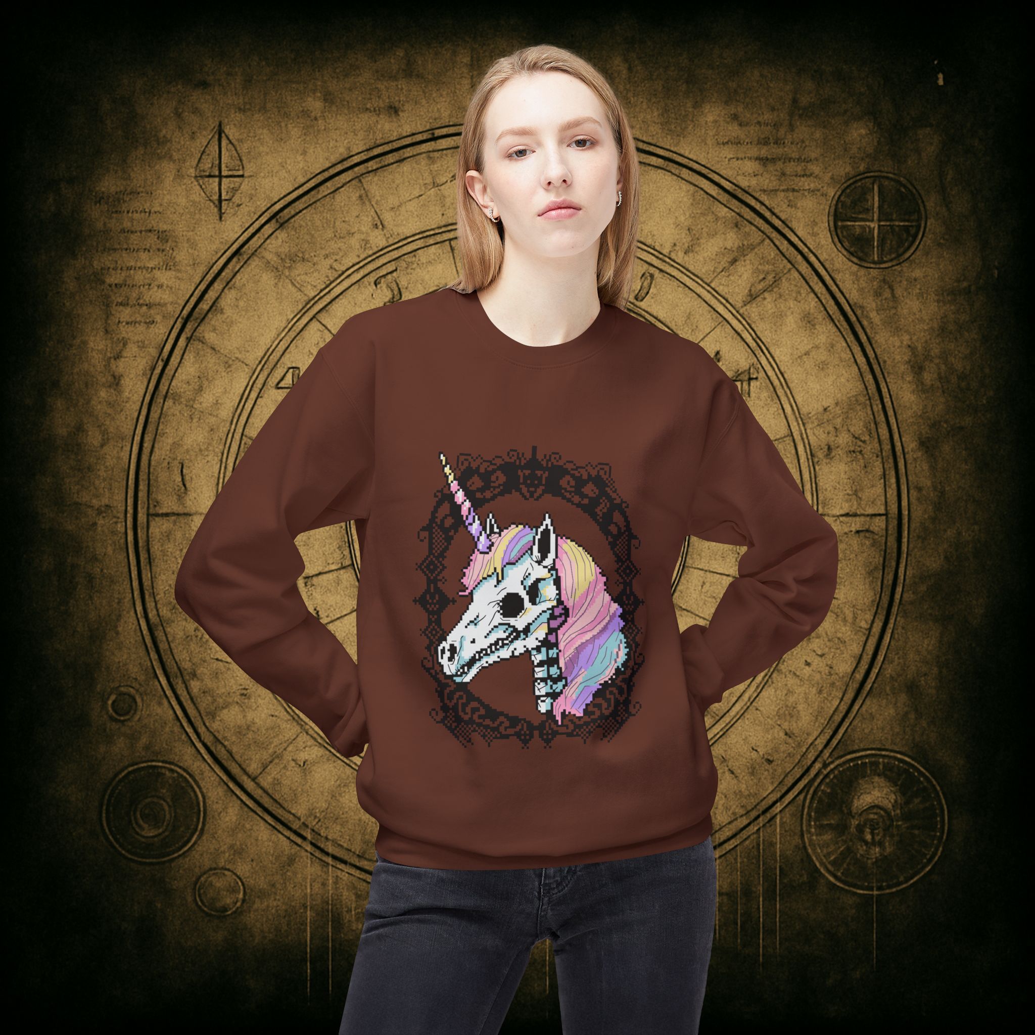 Pastel Goth Skeleton Unicorn Unisex Sweatshirt - Image 11
