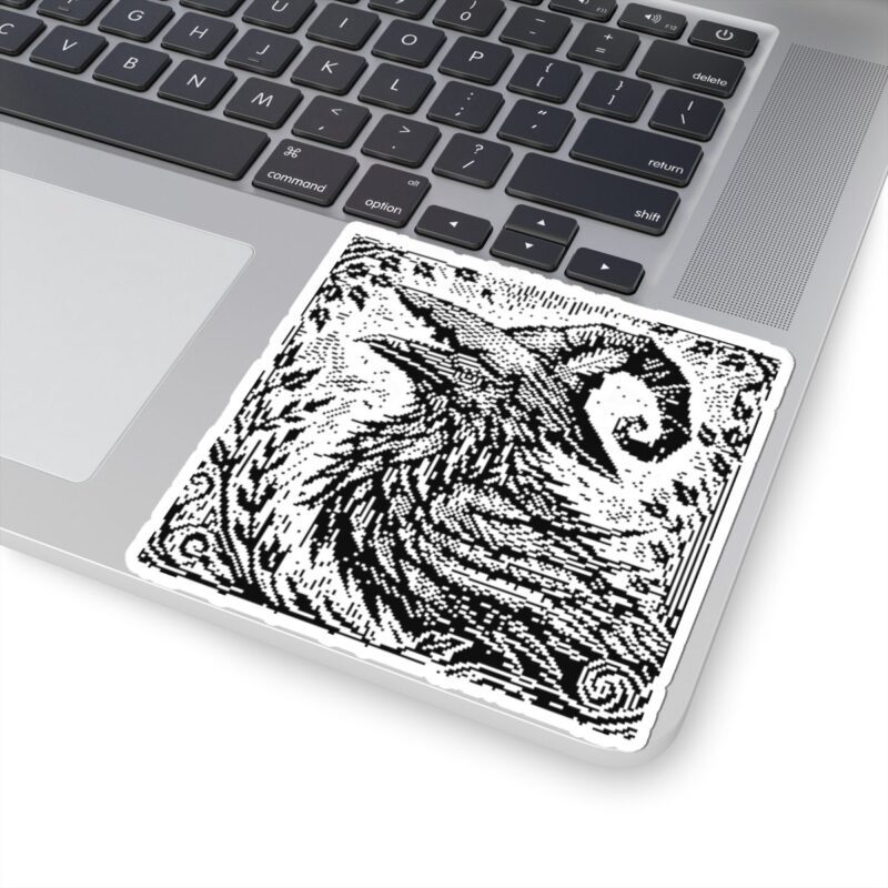 Woodcut Raven Kiss-Cut Sticker - Image 2