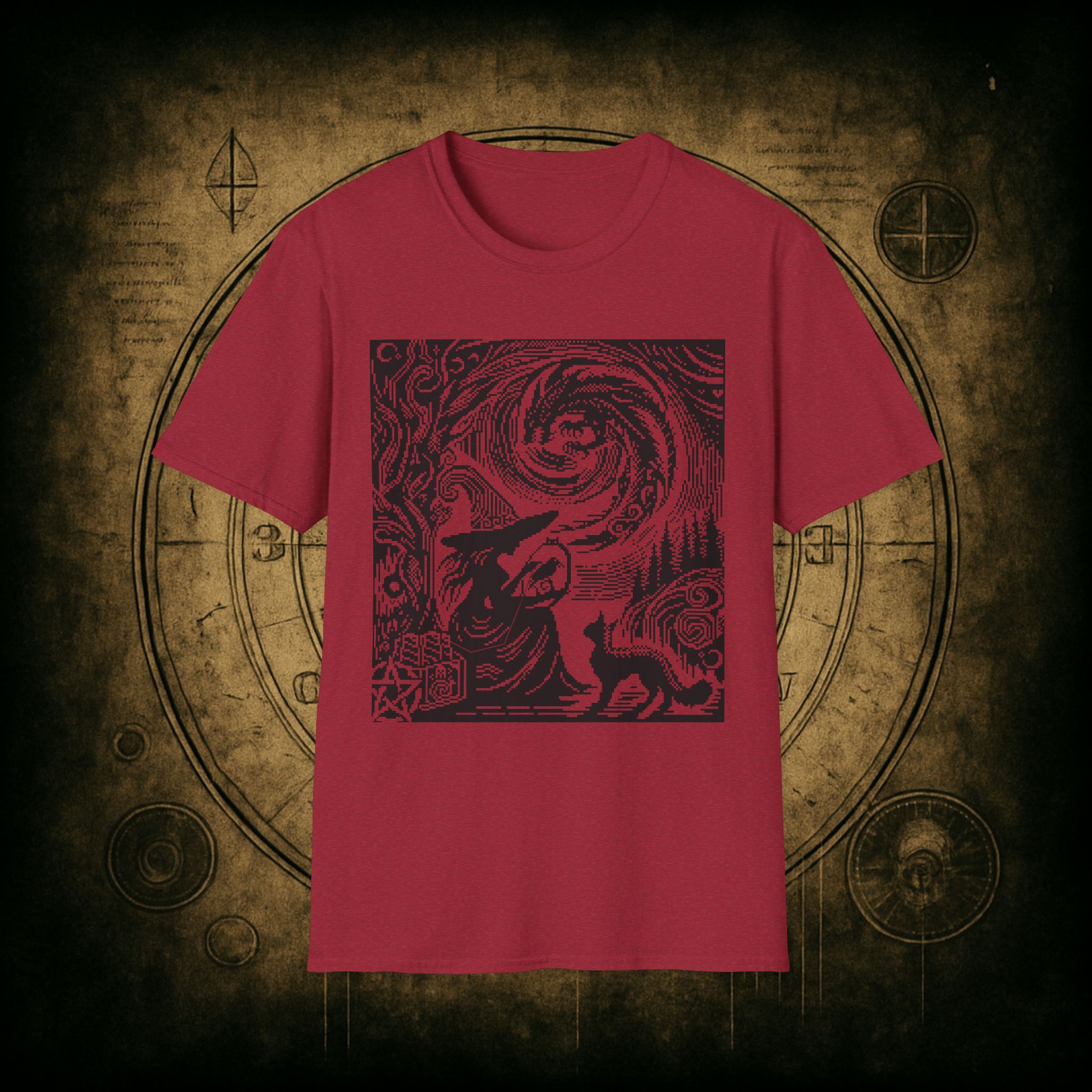 Woodcut Stitch Witch Unisex T-Shirt - Image 73