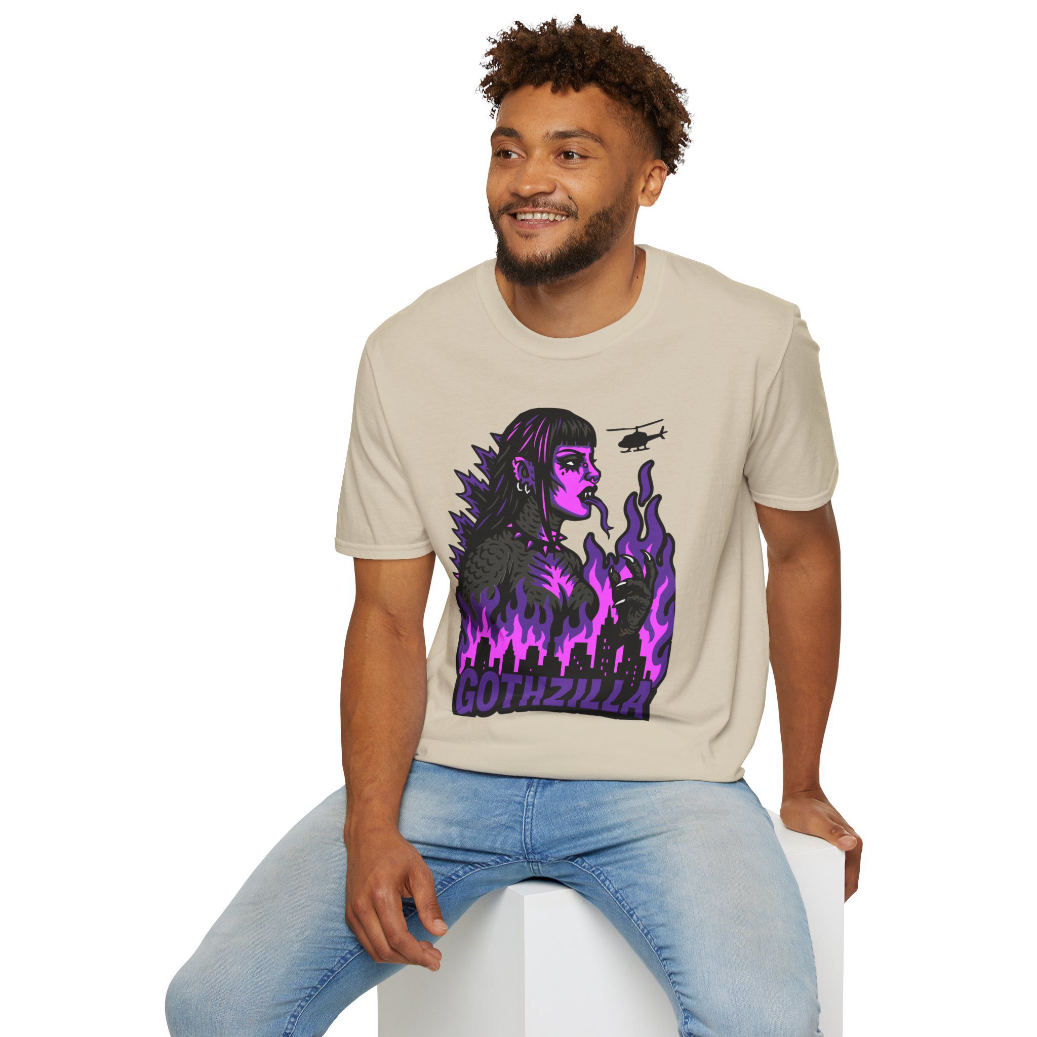 Gothzilla (Purple) Unisex T-Shirt - Image 26