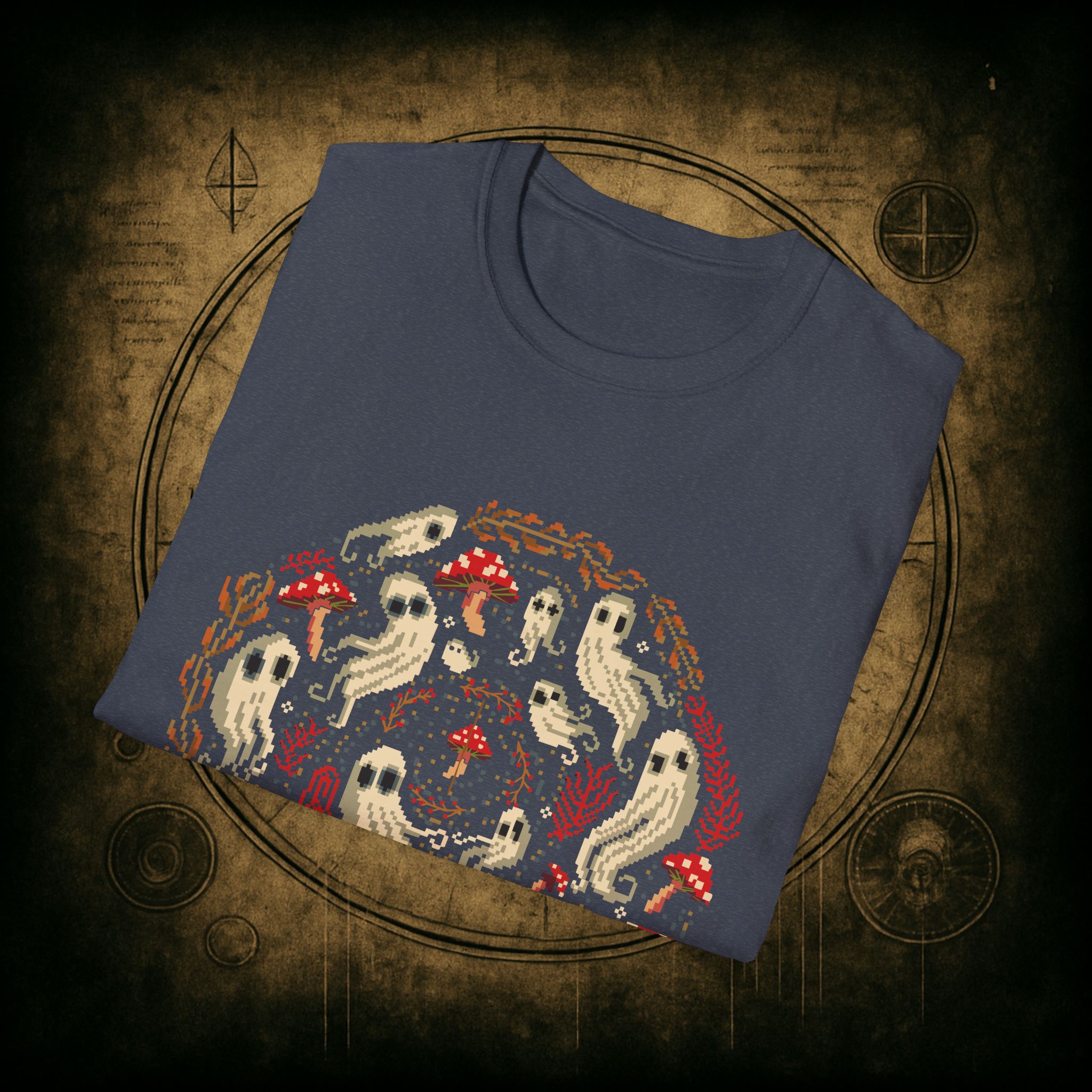 Spiral Mushrooms & Ghosts Unisex T-Shirt - Image 54