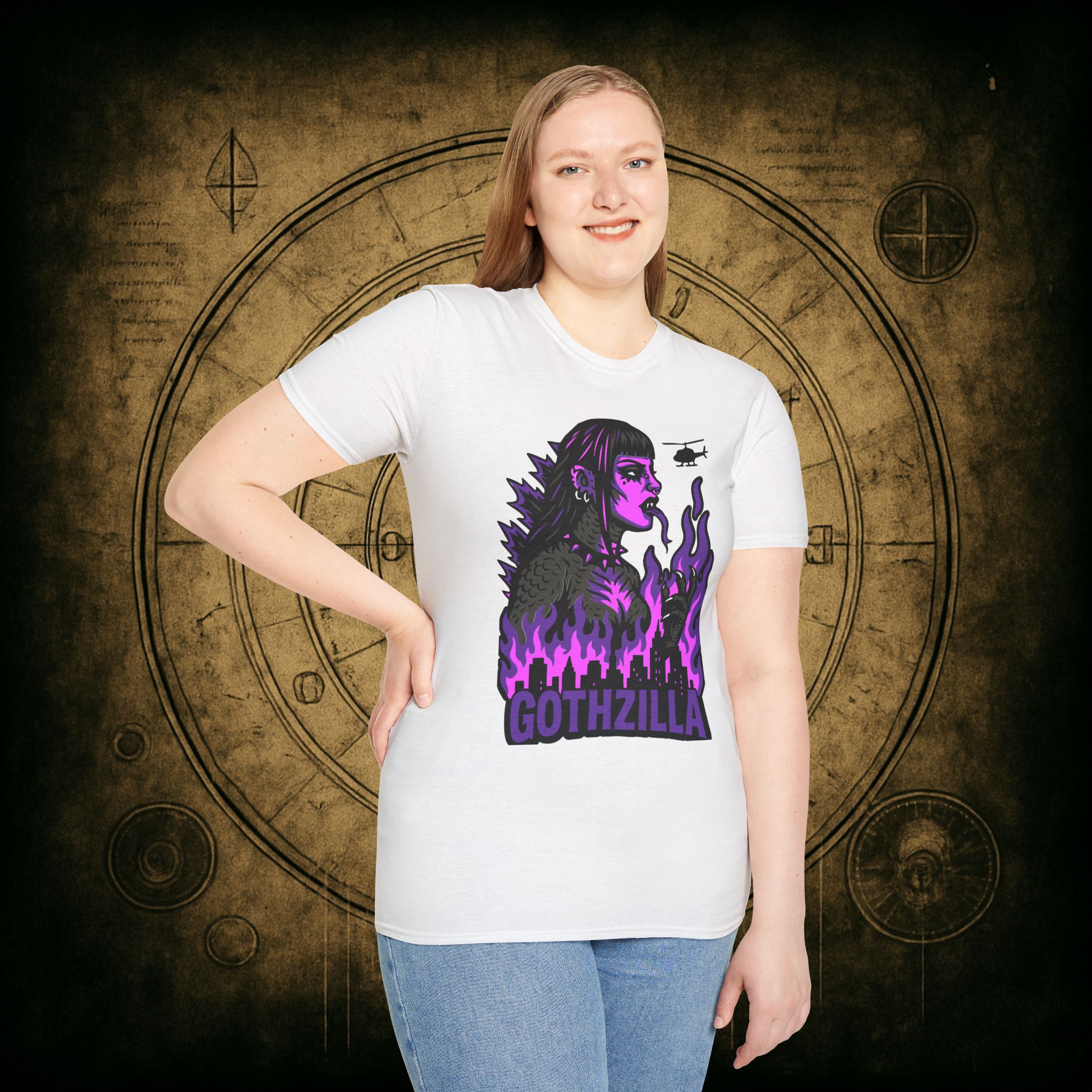 Gothzilla (Purple) Unisex T-Shirt - Image 19