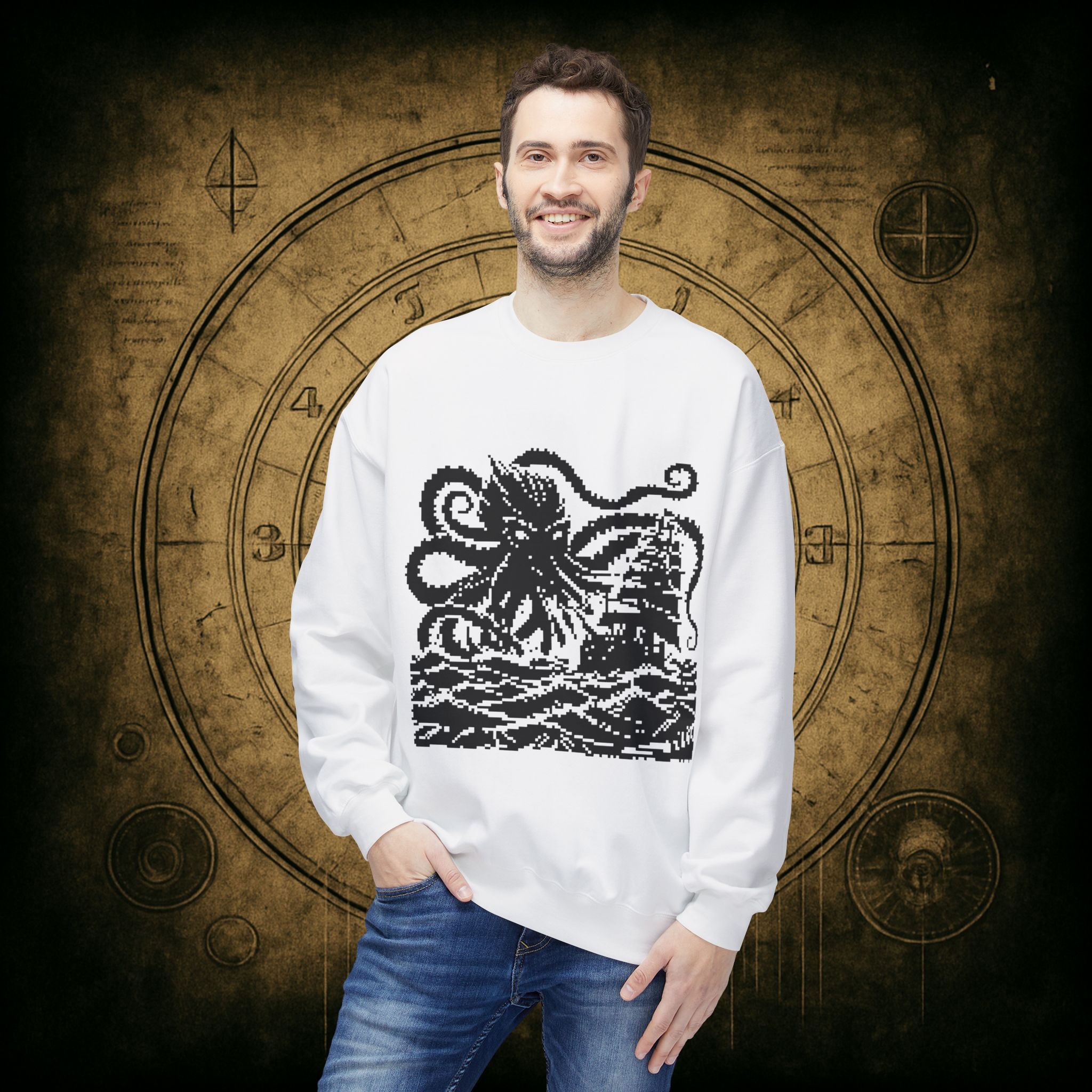 Woodcut Kraken Unisex Sweatshirt - Image 9