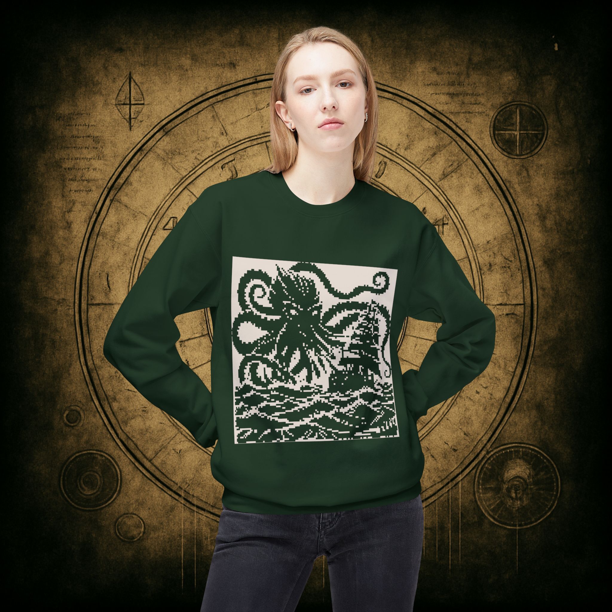 Woodcut Kraken Unisex Sweatshirt - Image 17