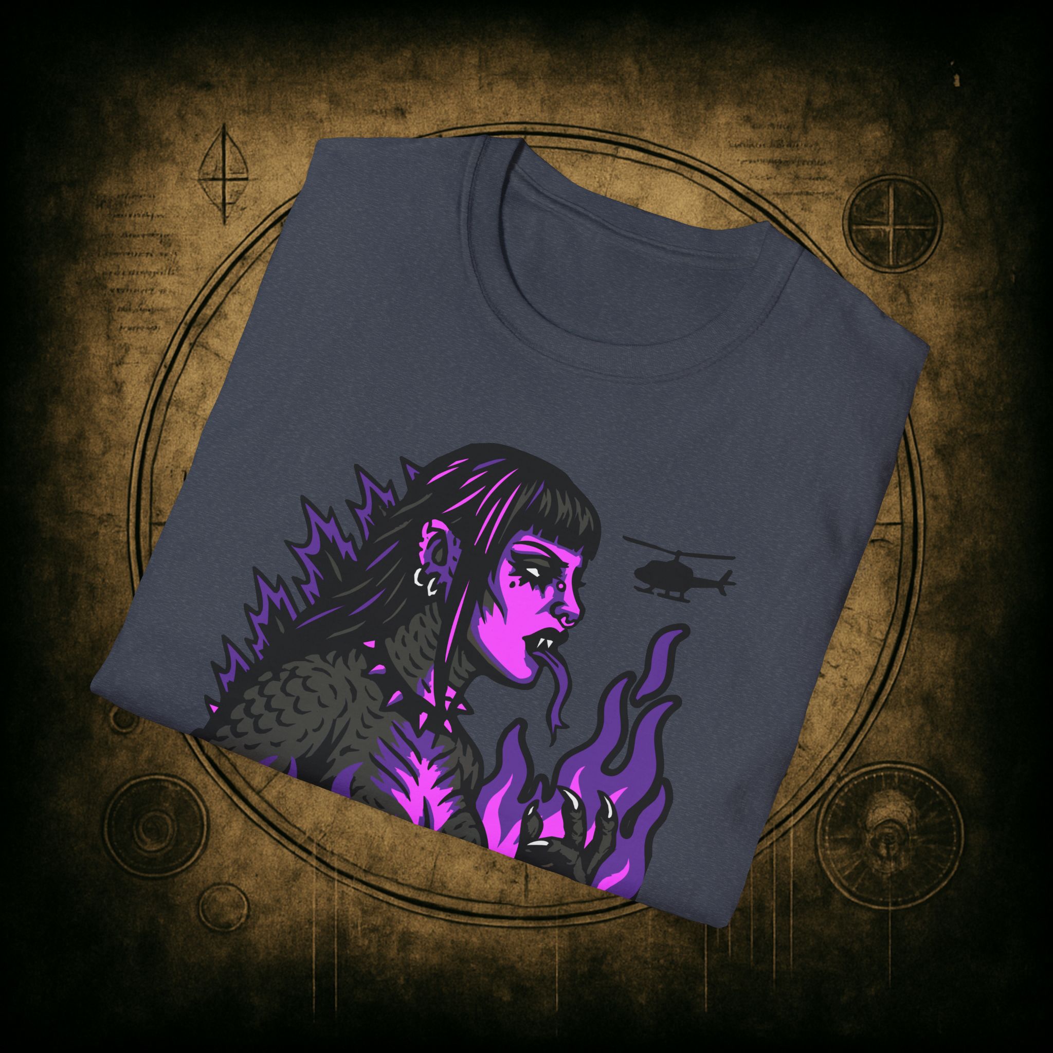 Gothzilla (Purple) Unisex T-Shirt - Image 59
