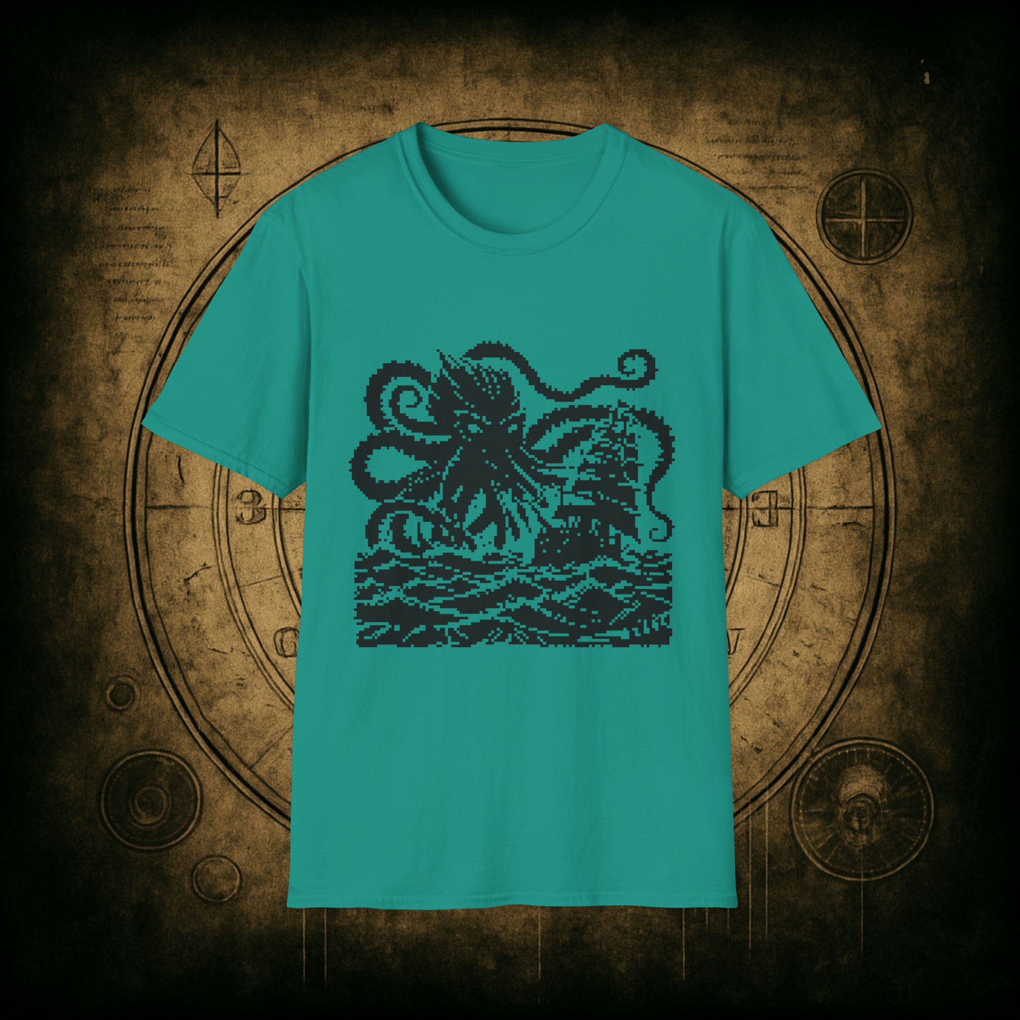 Woodcut Kraken Unisex T-shirt - Image 43