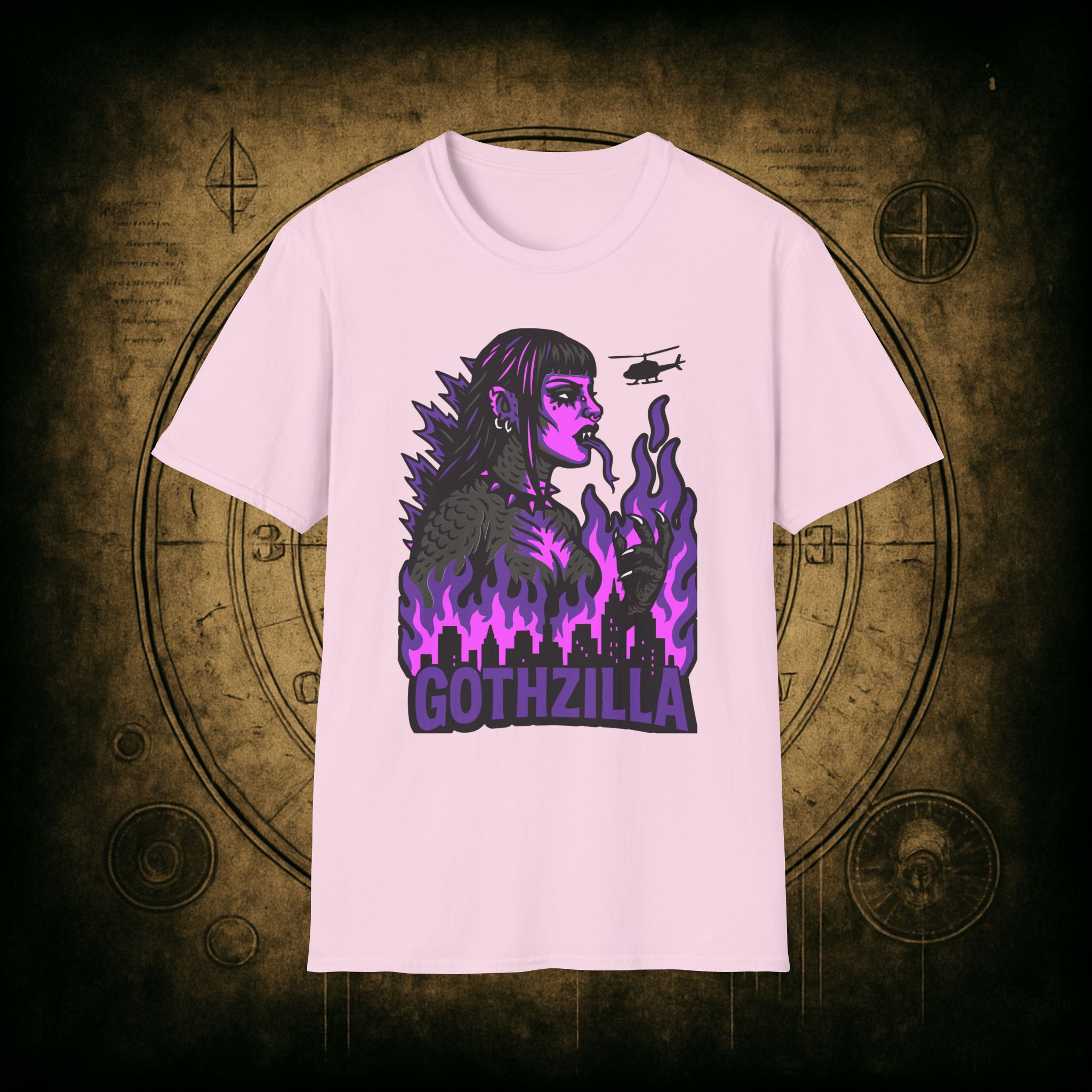 Gothzilla (Purple) Unisex T-Shirt - Image 63