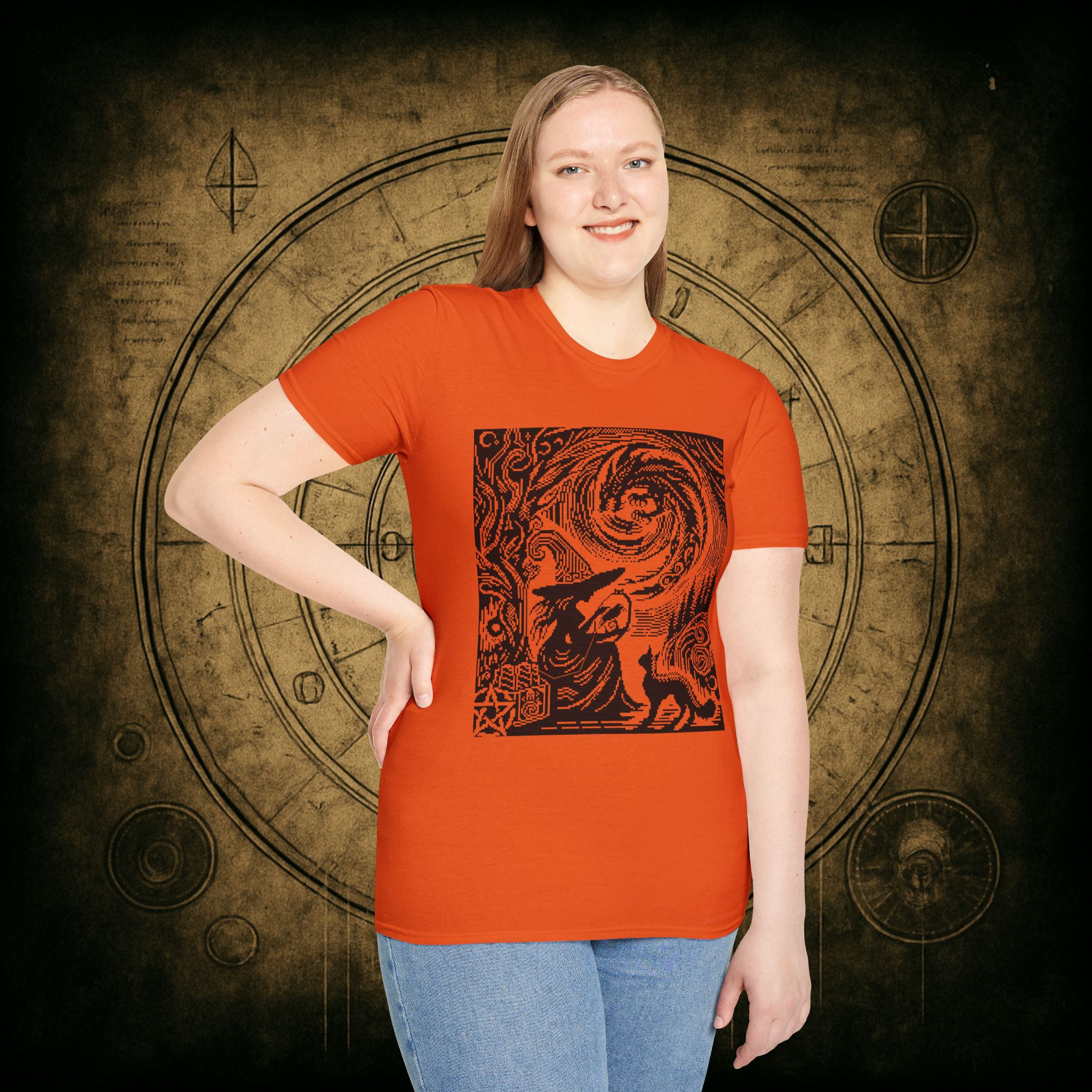 Woodcut Stitch Witch Unisex T-Shirt - Image 31