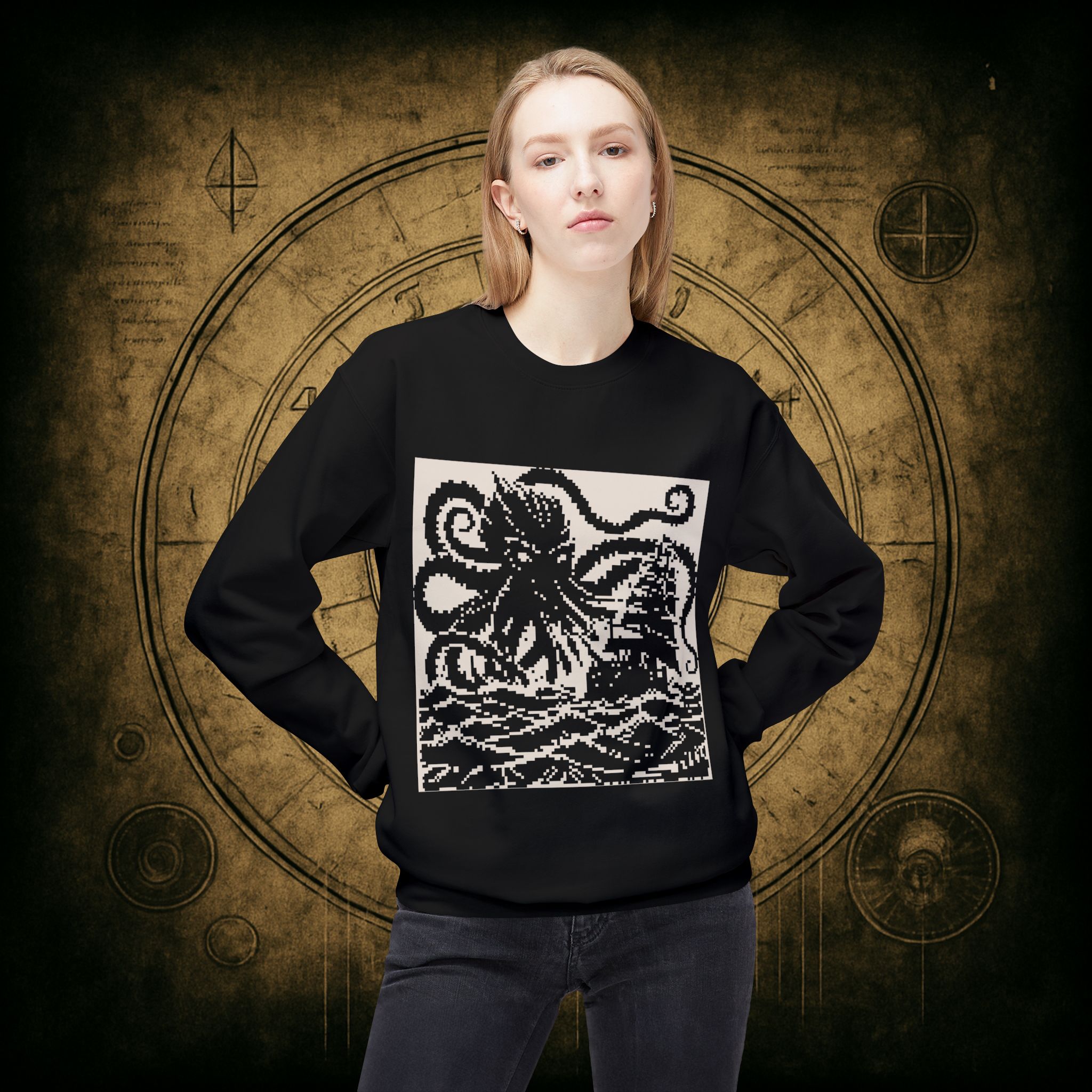 Woodcut Kraken Unisex Sweatshirt - Image 14