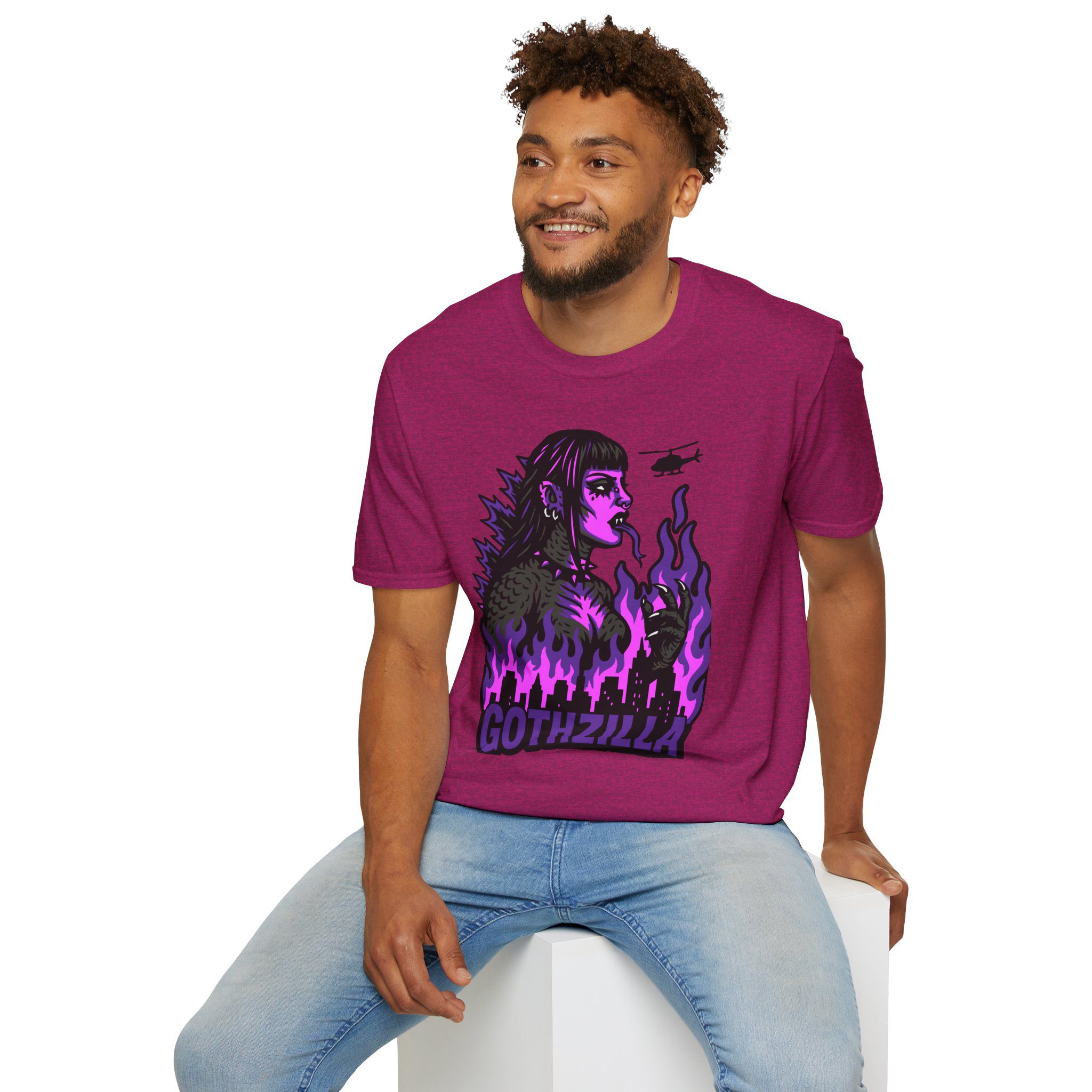 Gothzilla (Purple) Unisex T-Shirt - Image 47