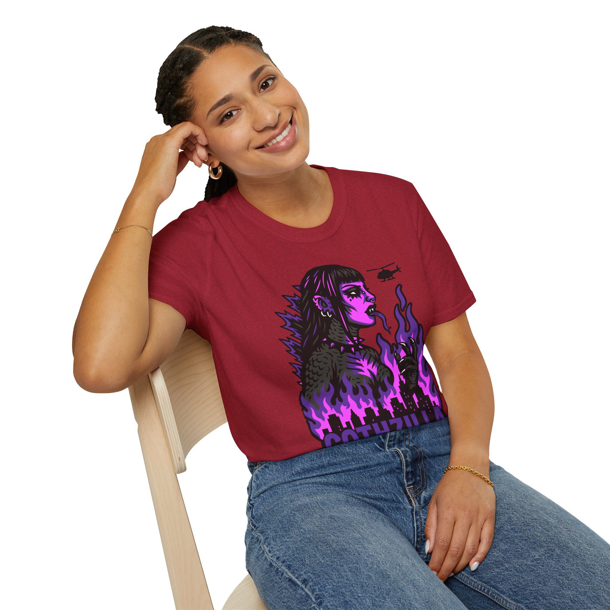 Gothzilla (Purple) Unisex T-Shirt - Image 76