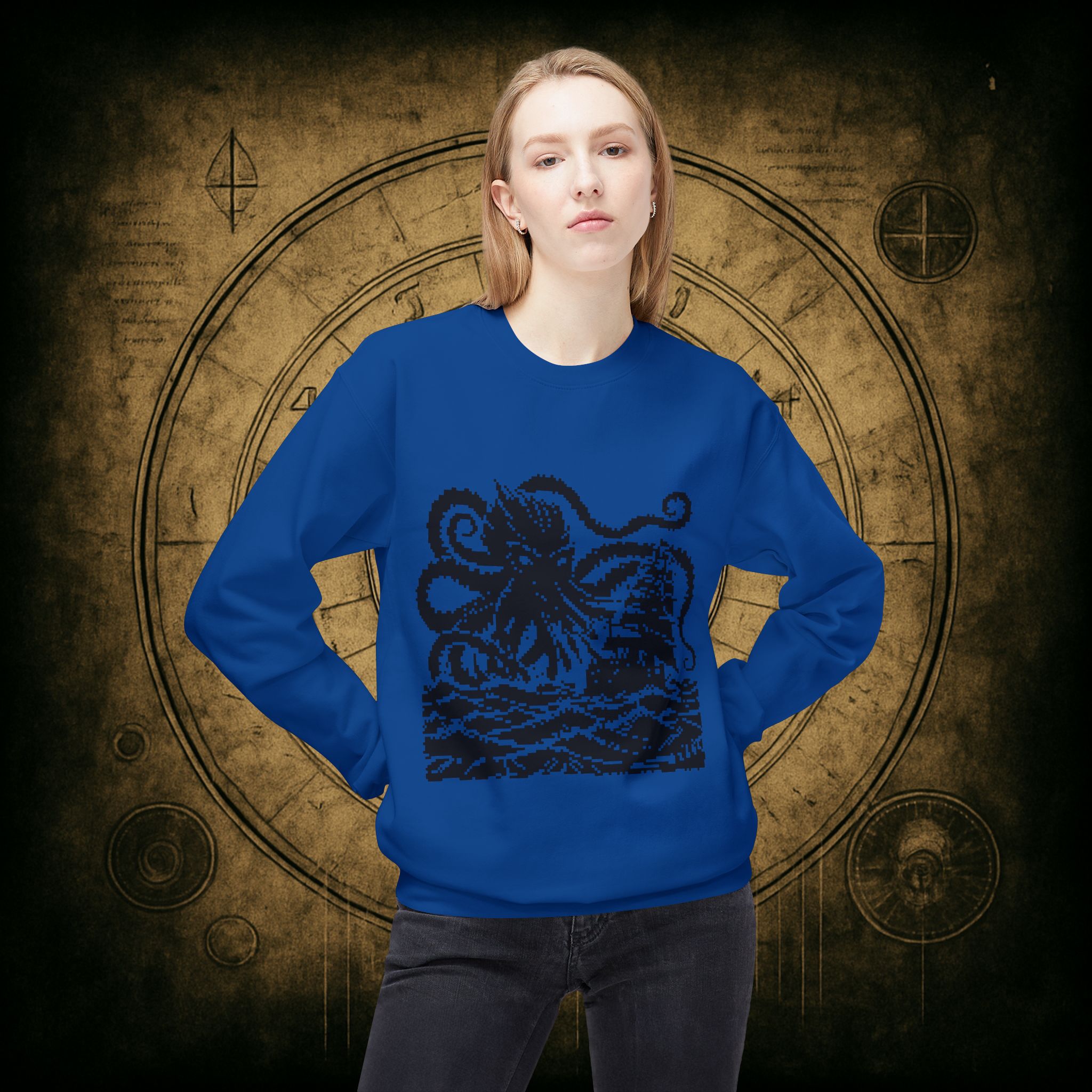 Woodcut Kraken Unisex Sweatshirt - Image 32