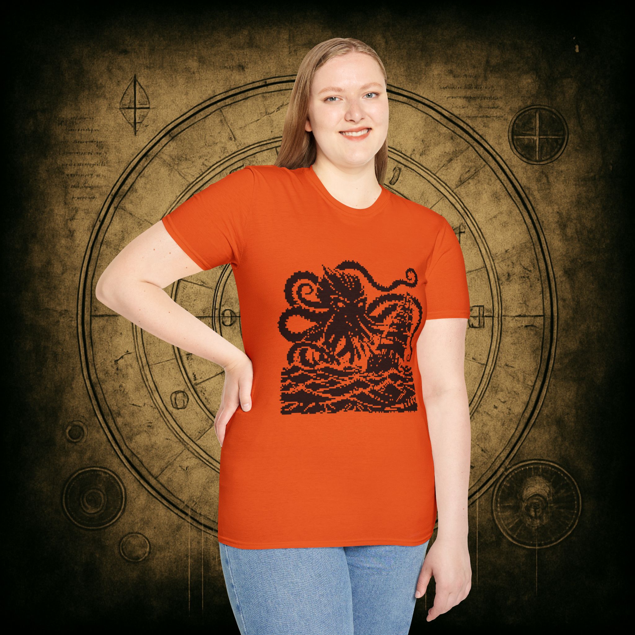 Woodcut Kraken Unisex T-shirt - Image 31