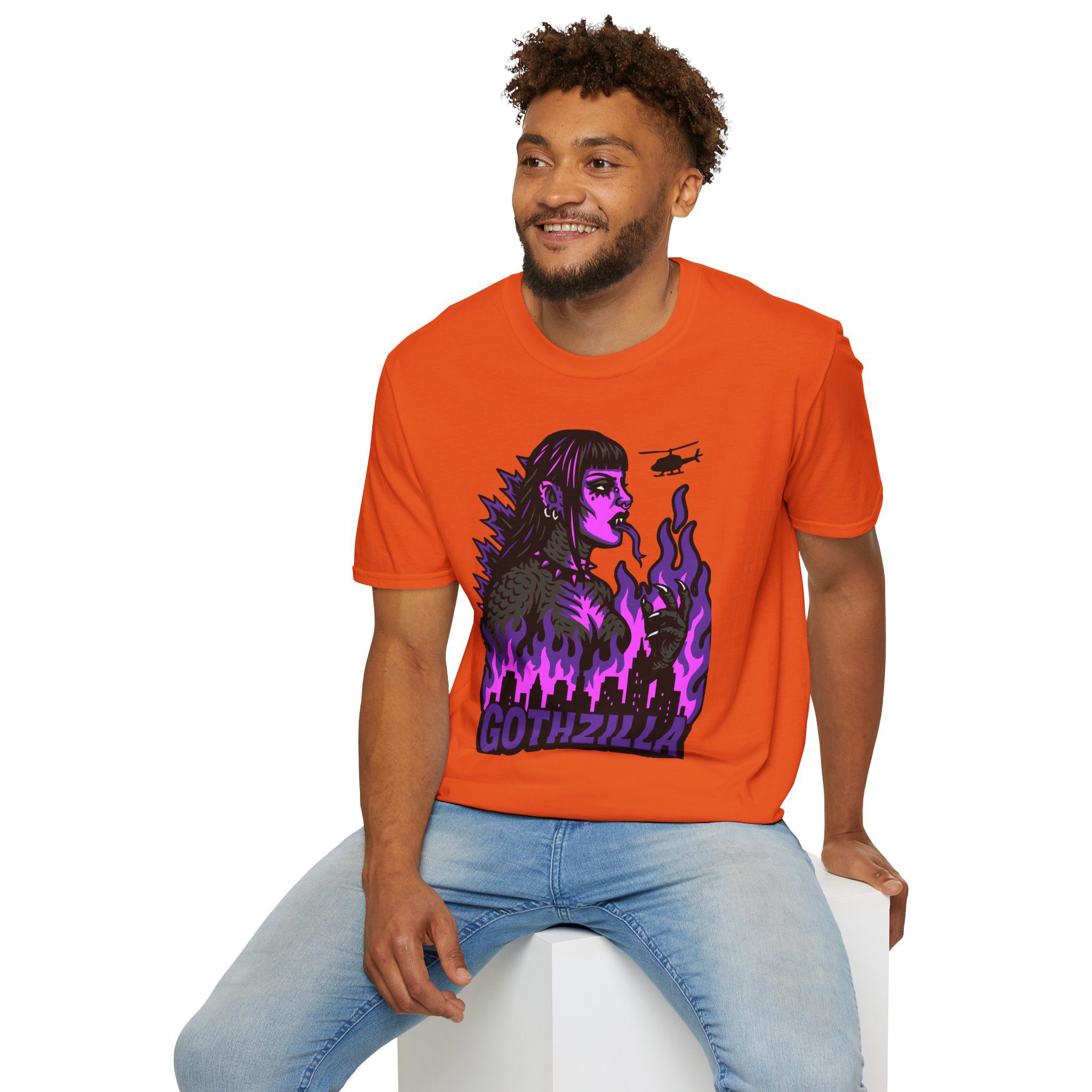 Gothzilla (Purple) Unisex T-Shirt - Image 37