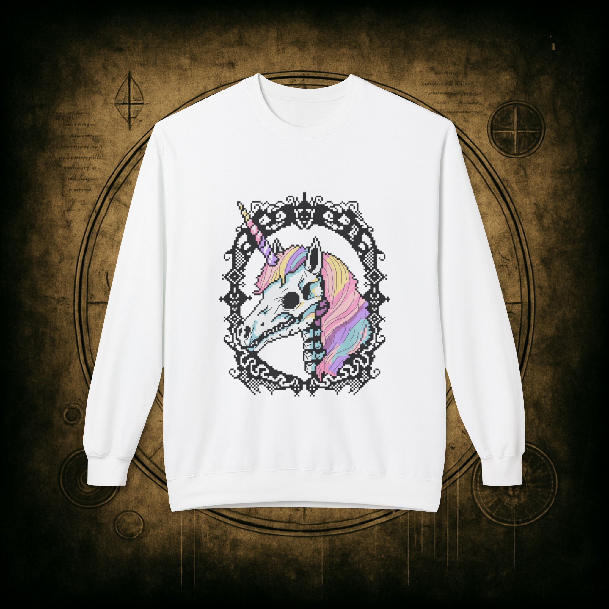 Pastel Goth Skeleton Unicorn Unisex Sweatshirt - Image 7