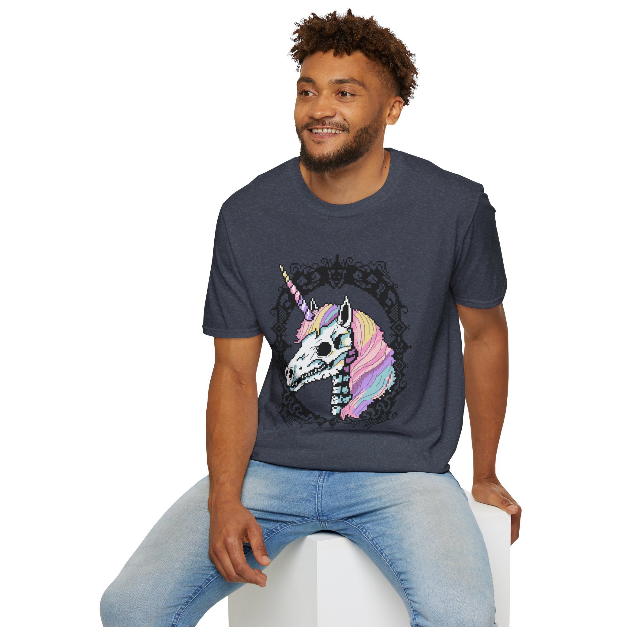 Pastel Goth Skeleton Unicorn Unisex T-shirt - Image 62