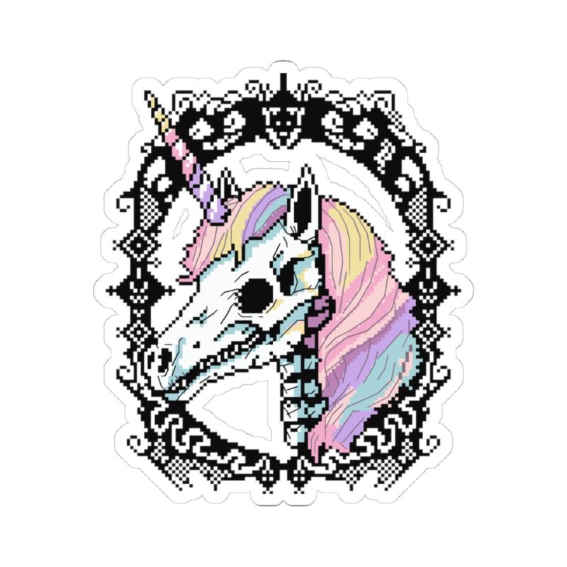 Pastel Goth Skeleton Unicorn Kiss-Cut Sticker