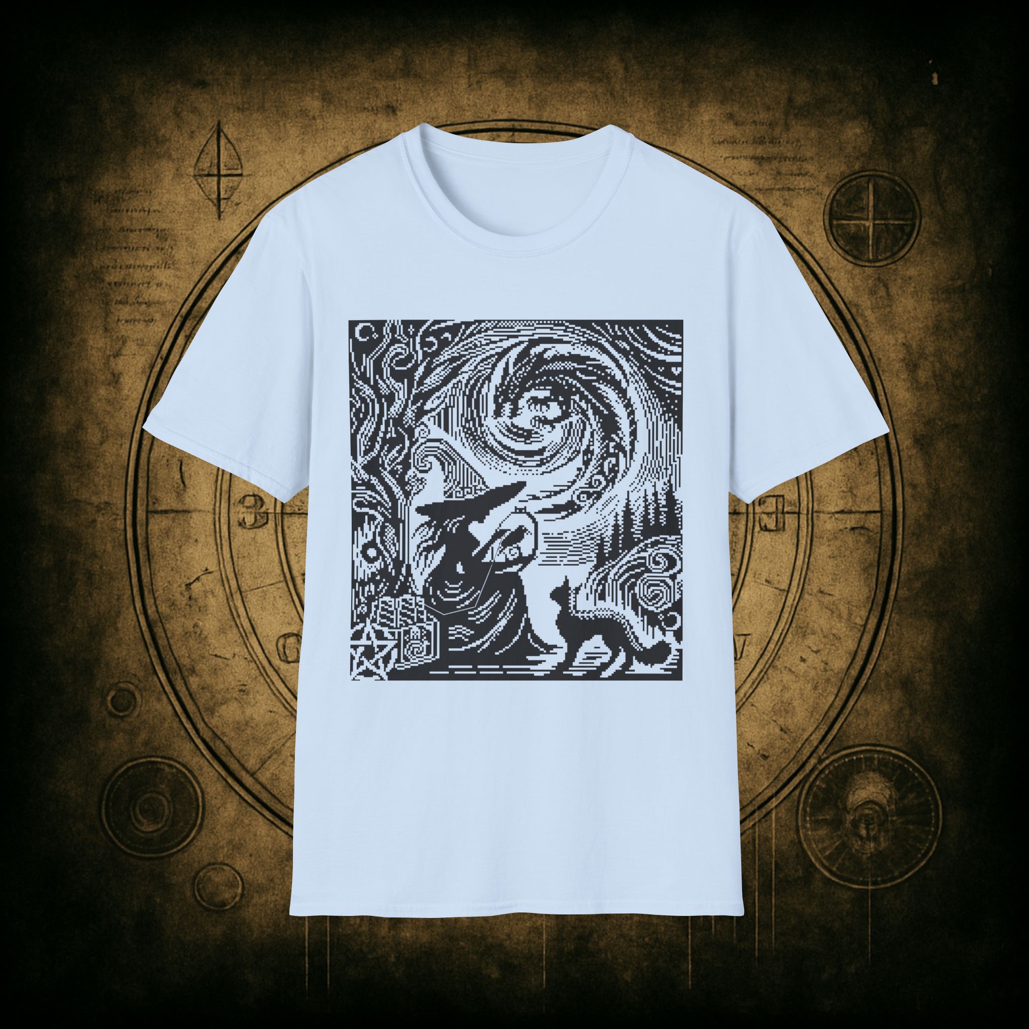 Woodcut Stitch Witch Unisex T-Shirt - Image 48