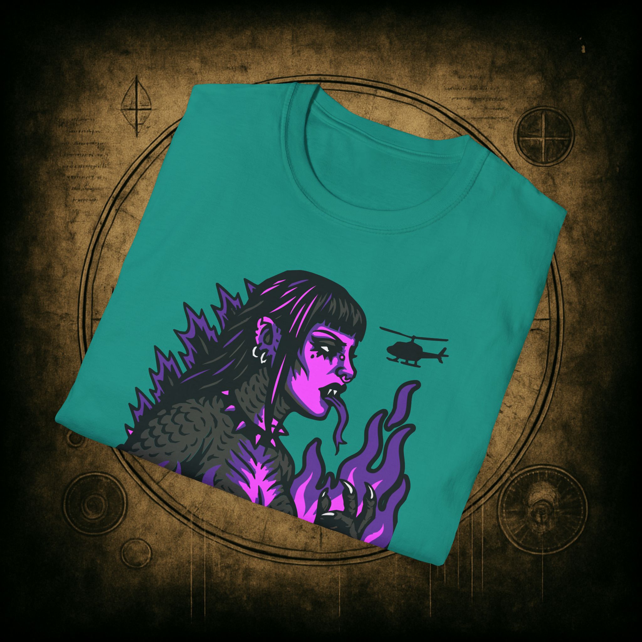 Gothzilla (Purple) Unisex T-Shirt - Image 49