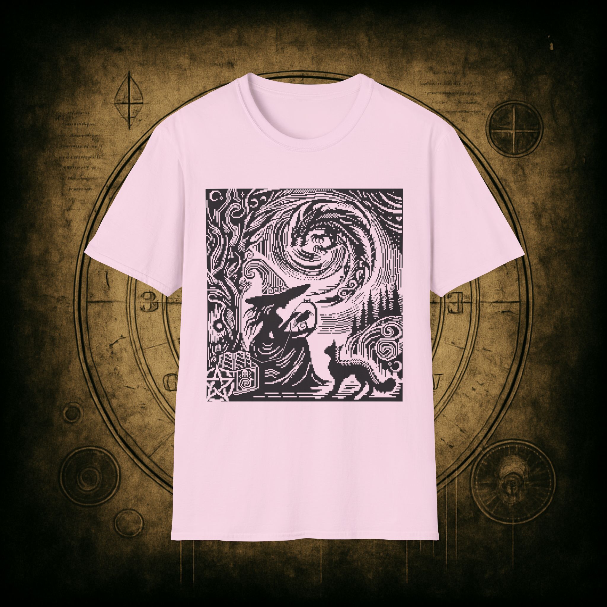 Woodcut Stitch Witch Unisex T-Shirt - Image 63