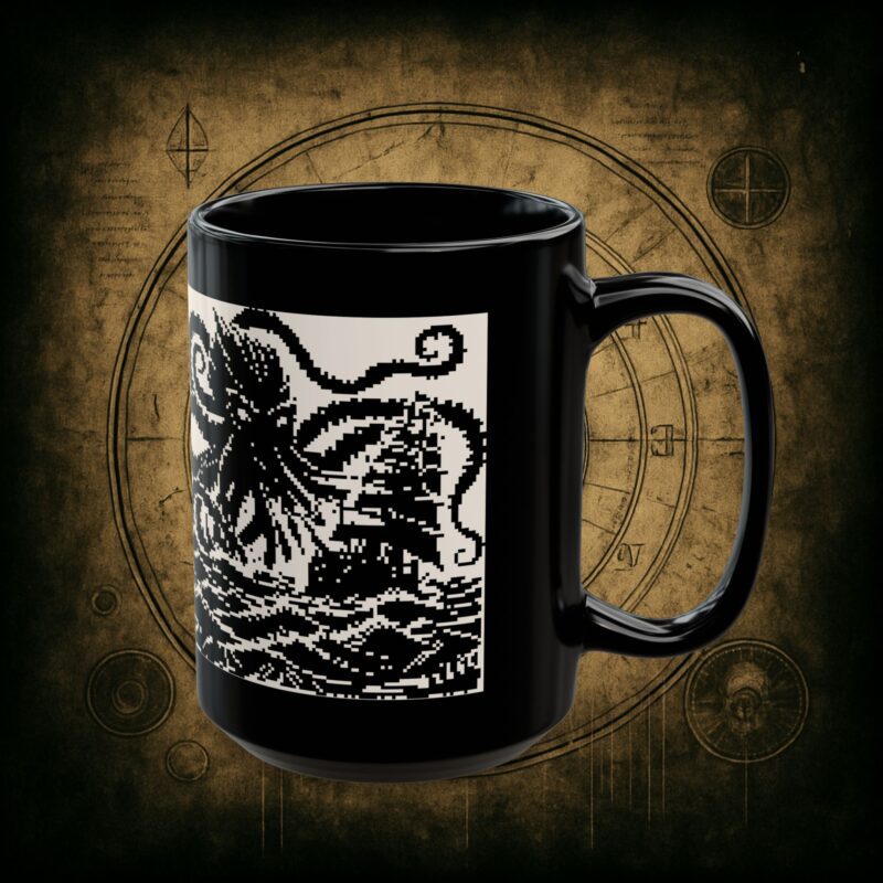 Woodcut Kraken Ceramic Mug - Image 7