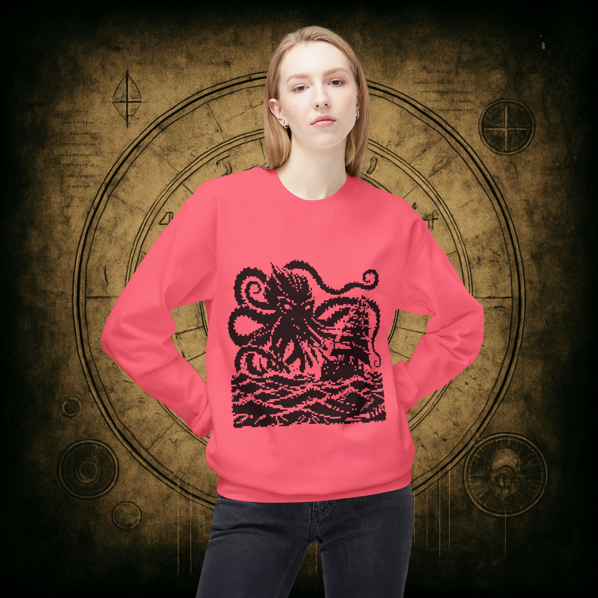 Woodcut Kraken Unisex Sweatshirt - Image 41