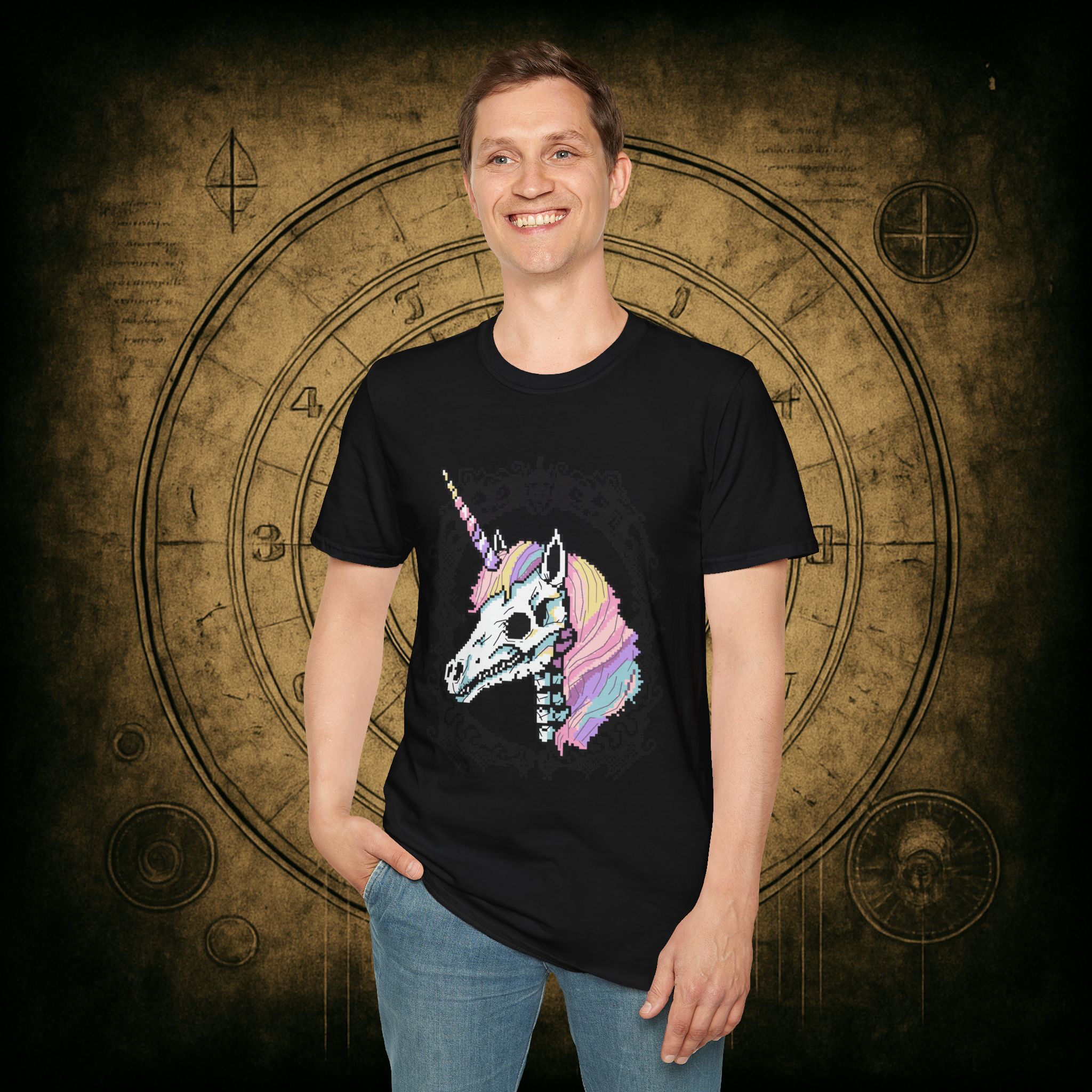 Pastel Goth Skeleton Unicorn Unisex T-shirt - Image 13