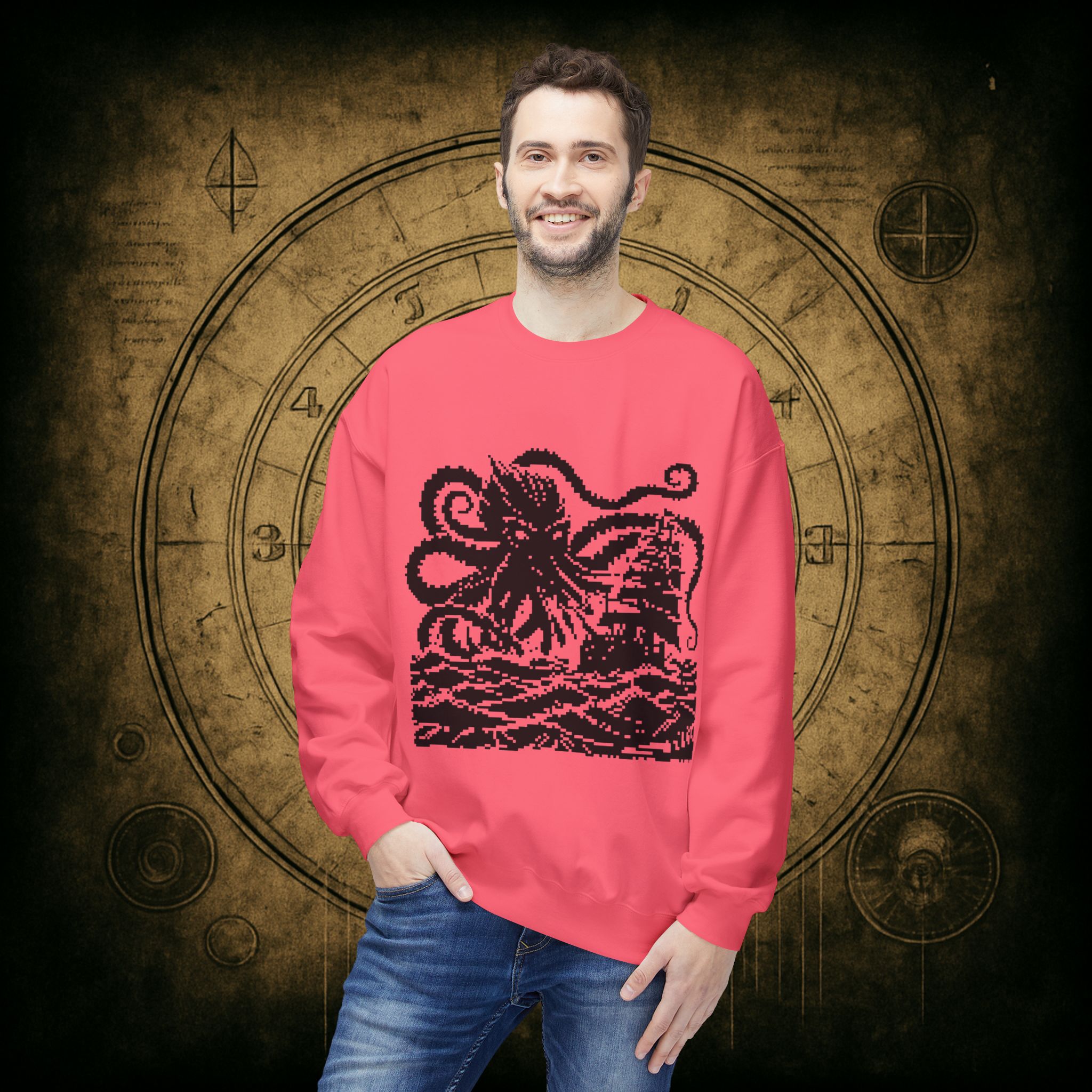 Woodcut Kraken Unisex Sweatshirt - Image 42