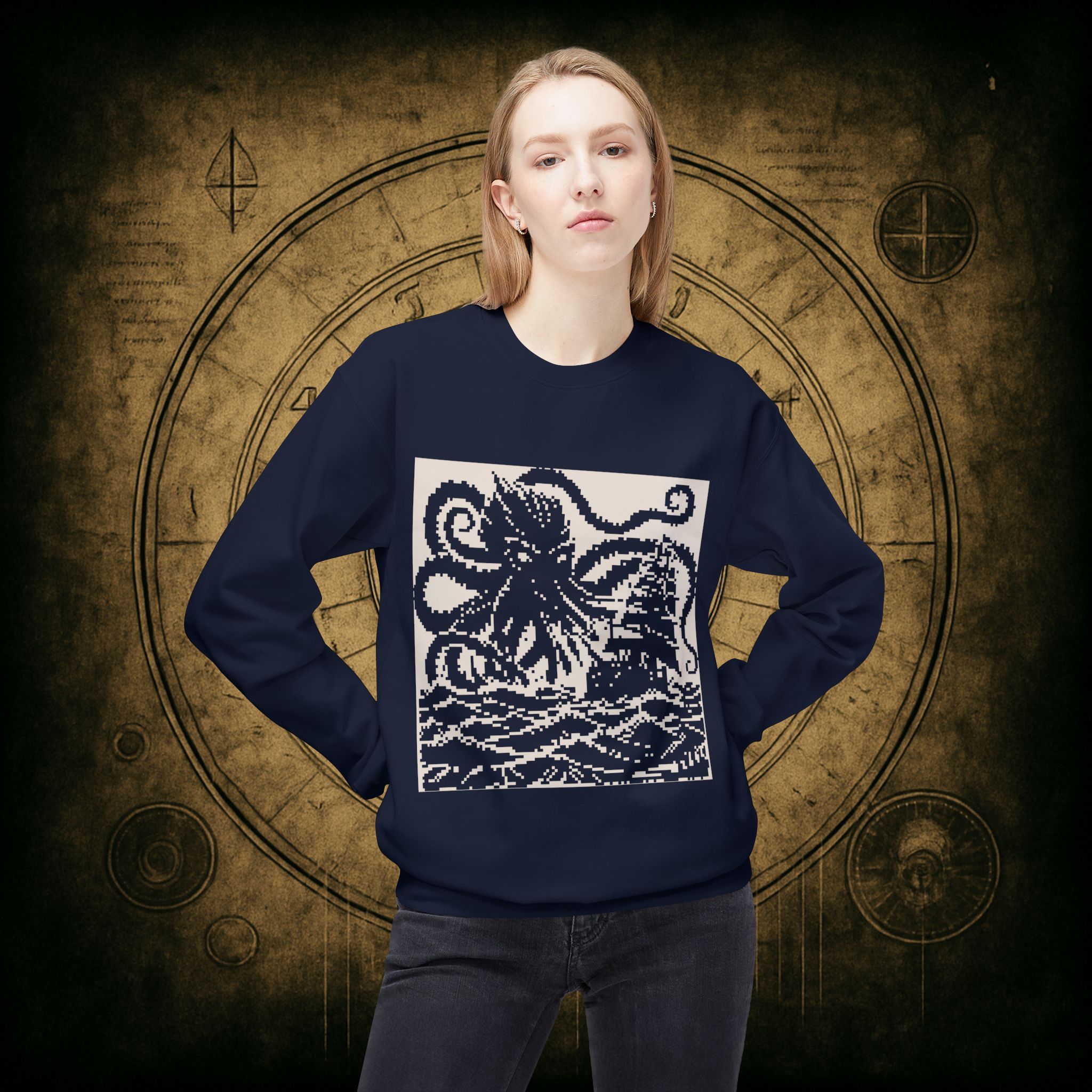 Woodcut Kraken Unisex Sweatshirt - Image 35