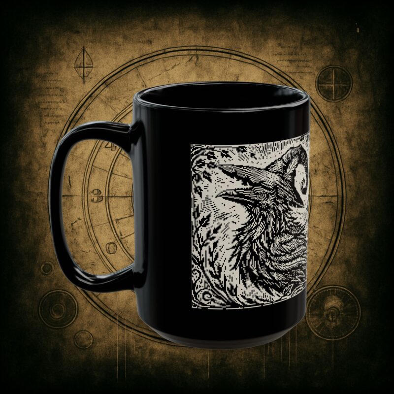 Woodcut Raven Ceramic Mug - Image 8