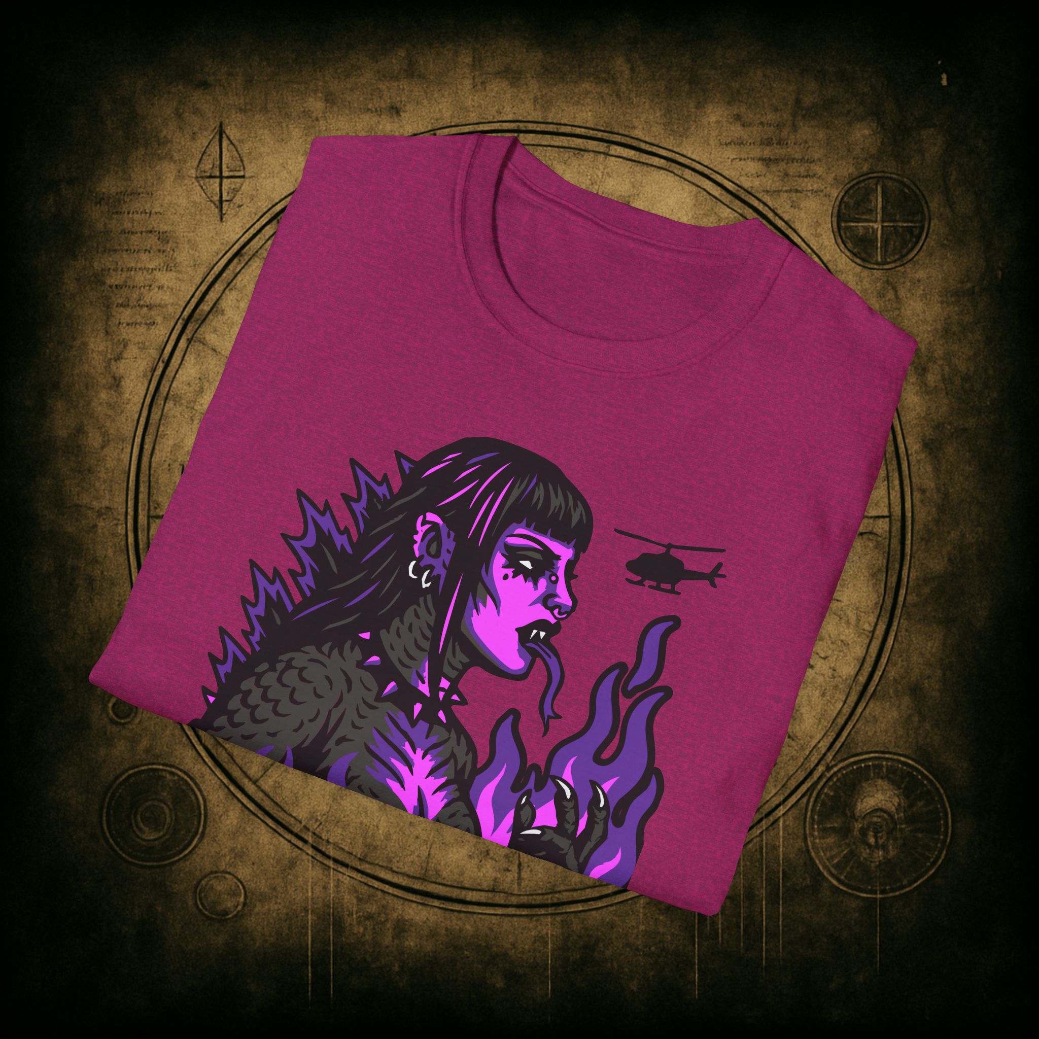 Gothzilla (Purple) Unisex T-Shirt - Image 44