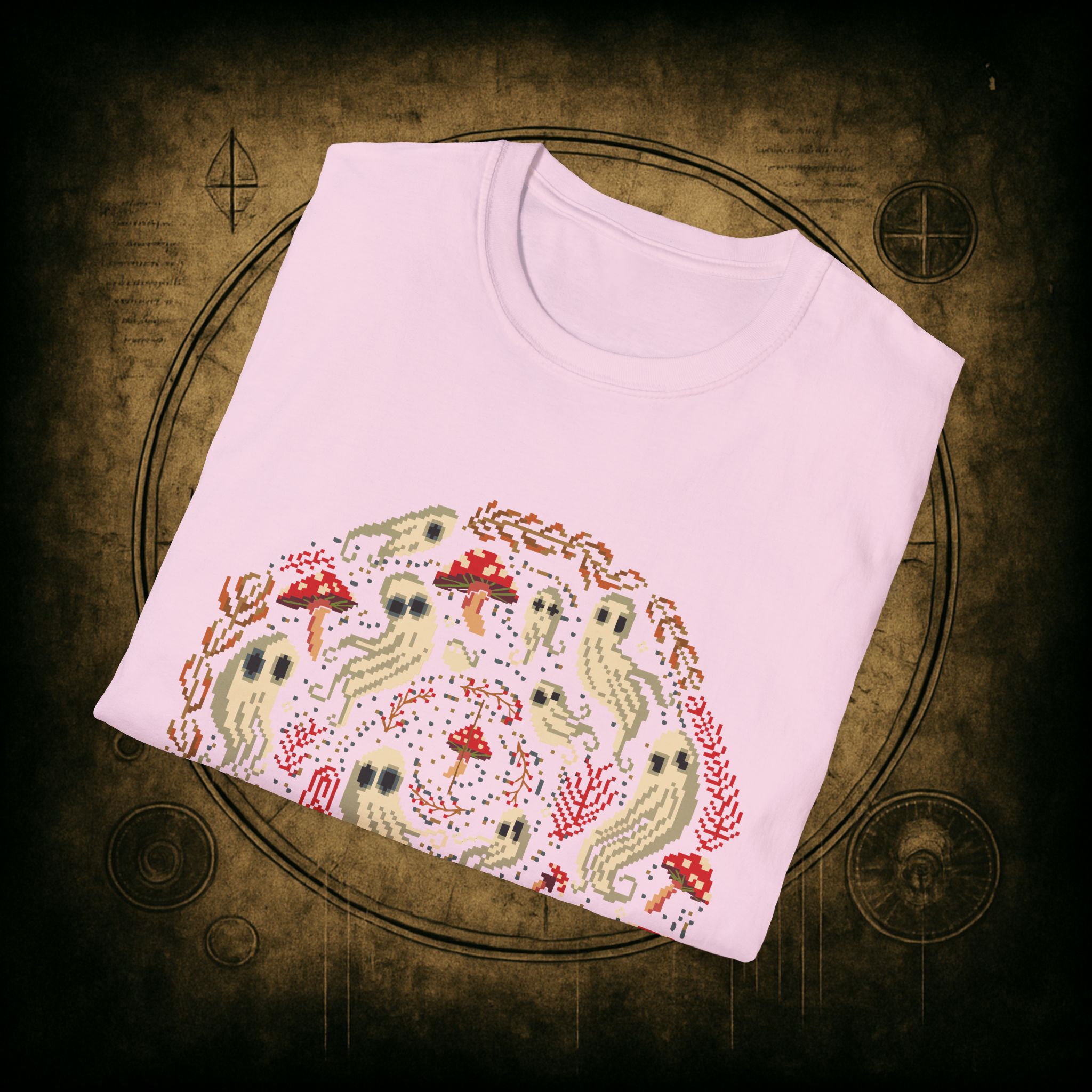 Spiral Mushrooms & Ghosts Unisex T-Shirt - Image 64
