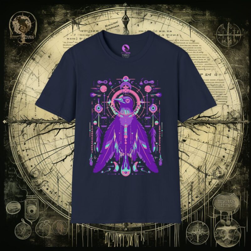 Neon Tribal Raven Unisex T-Shirt - Image 19