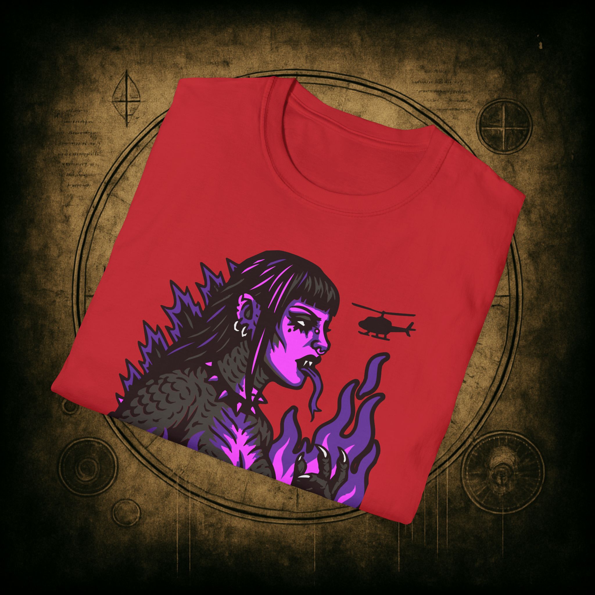 Gothzilla (Purple) Unisex T-Shirt - Image 69