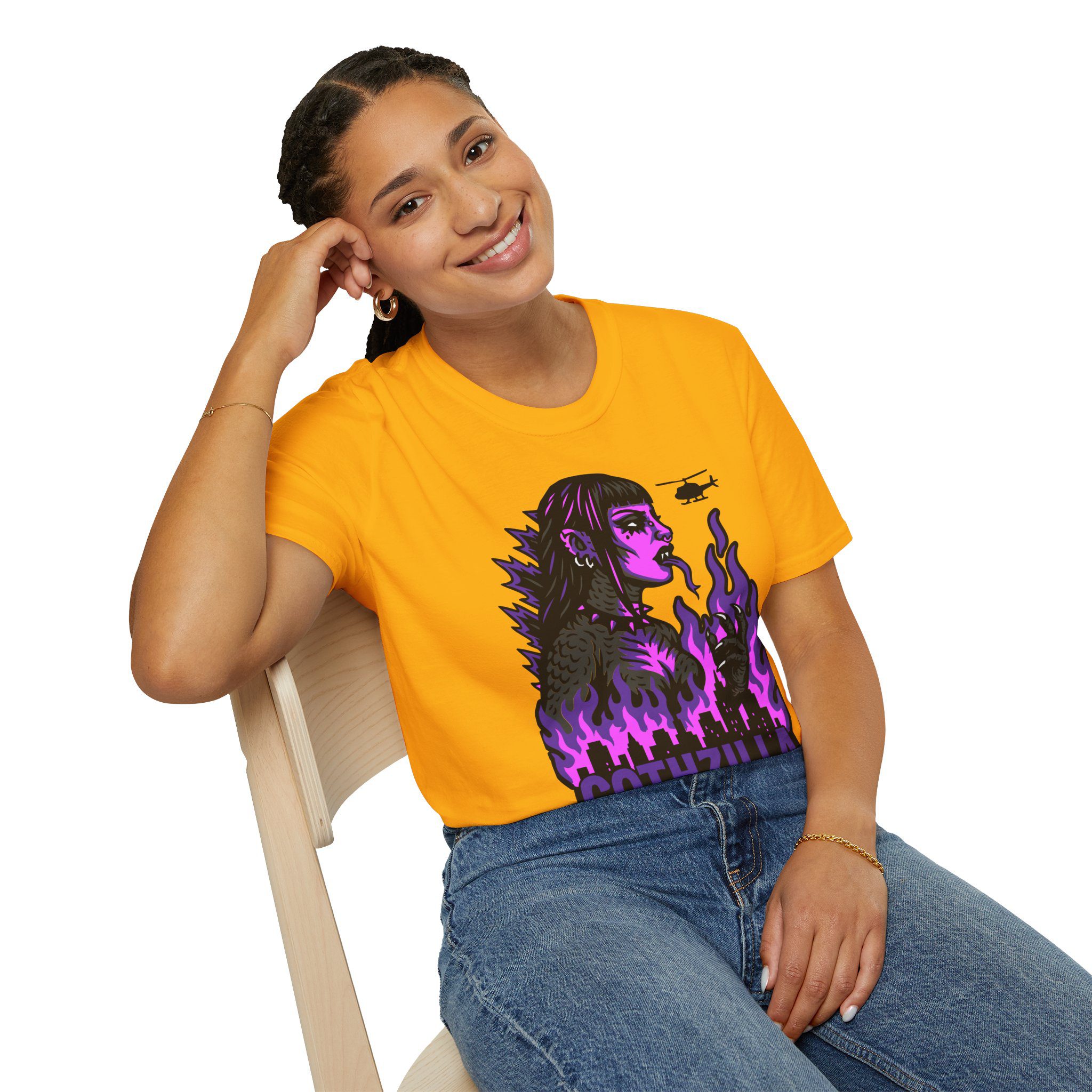 Gothzilla (Purple) Unisex T-Shirt - Image 30