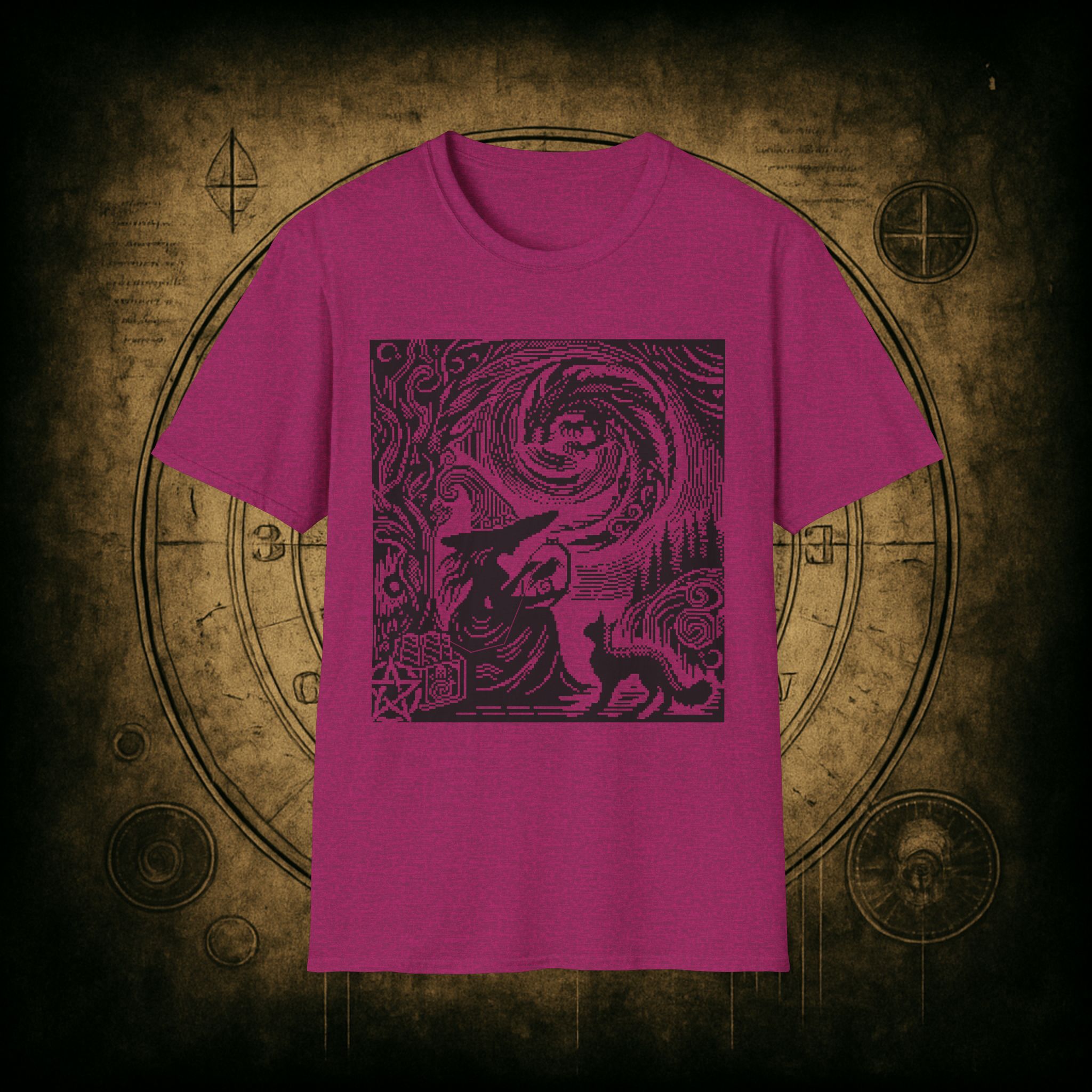 Woodcut Stitch Witch Unisex T-Shirt - Image 38