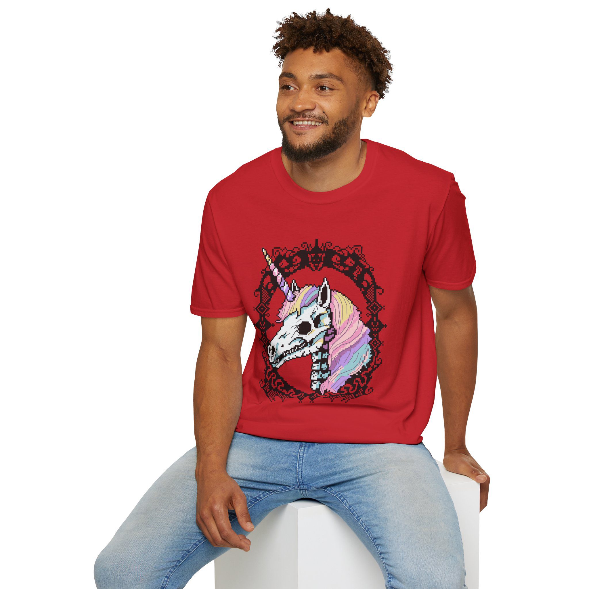 Pastel Goth Skeleton Unicorn Unisex T-shirt - Image 72