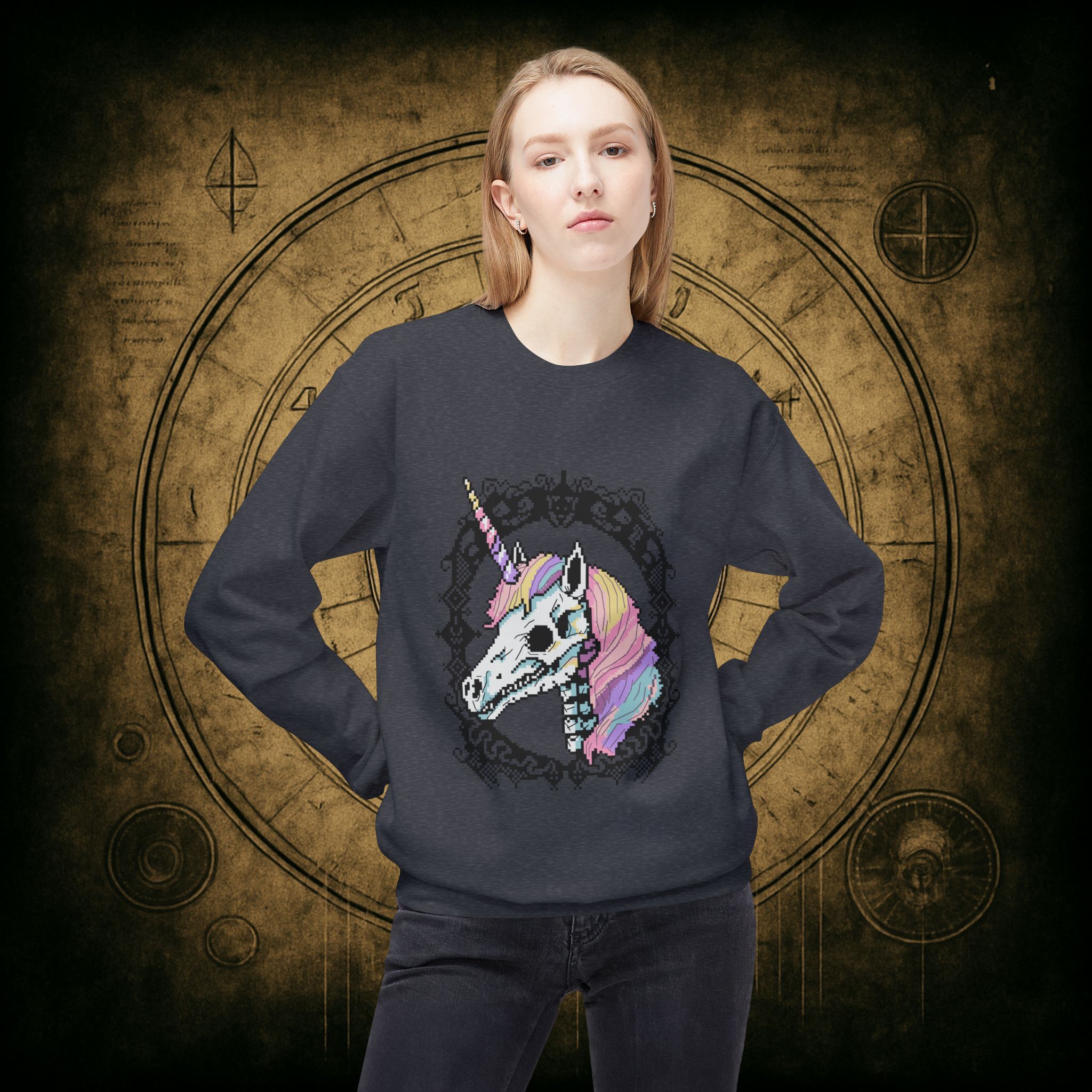 Pastel Goth Skeleton Unicorn Unisex Sweatshirt - Image 23