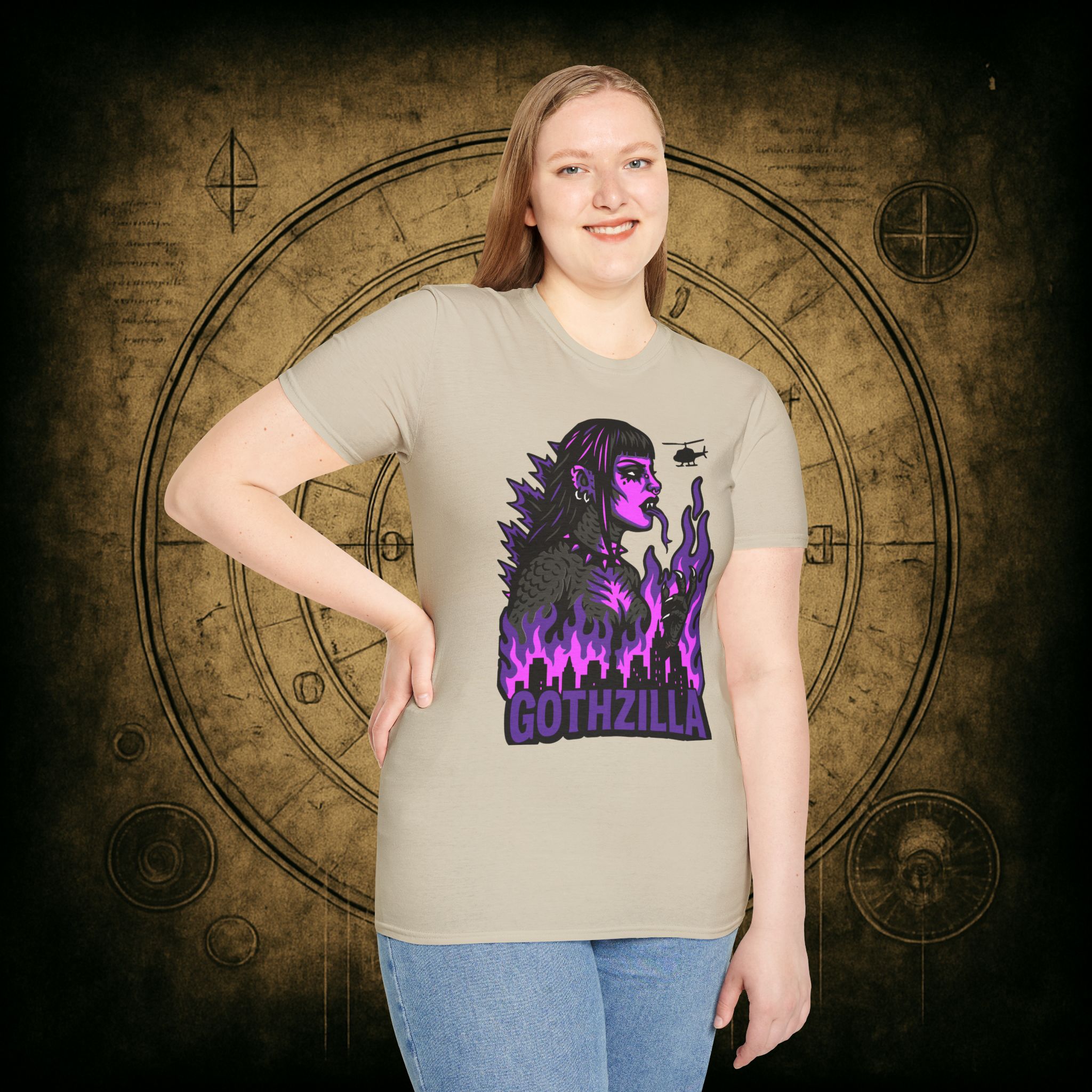 Gothzilla (Purple) Unisex T-Shirt - Image 24