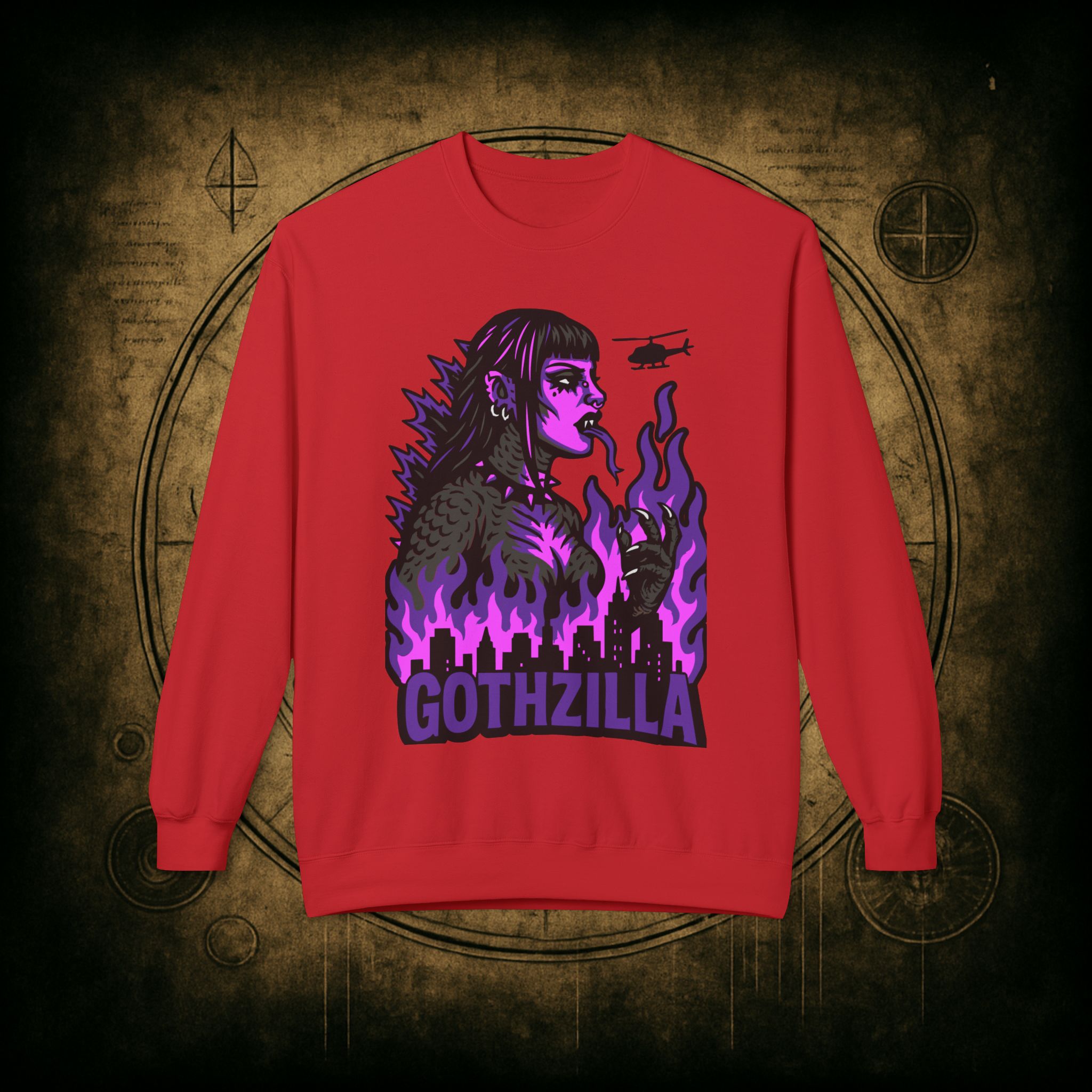 Gothzilla (Purple) Unisex Sweatshirt - Image 4