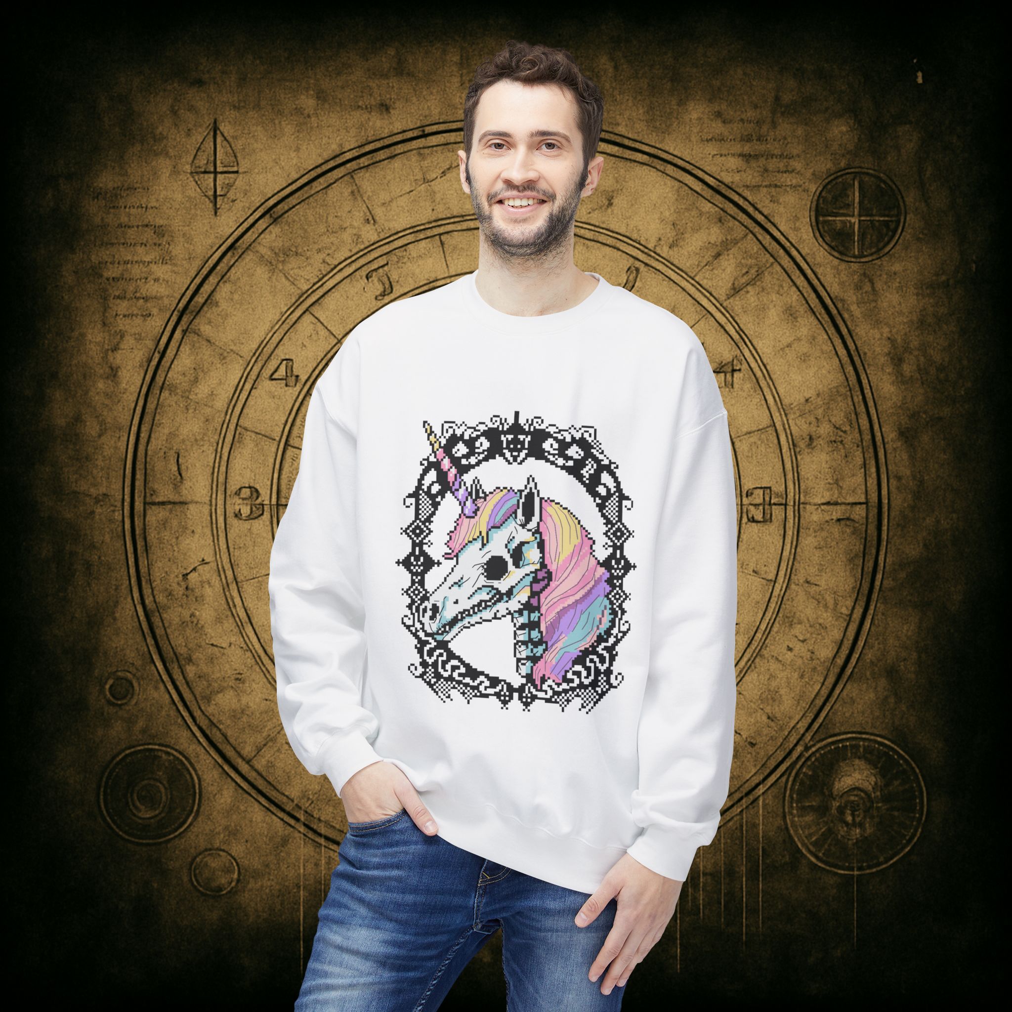 Pastel Goth Skeleton Unicorn Unisex Sweatshirt - Image 9