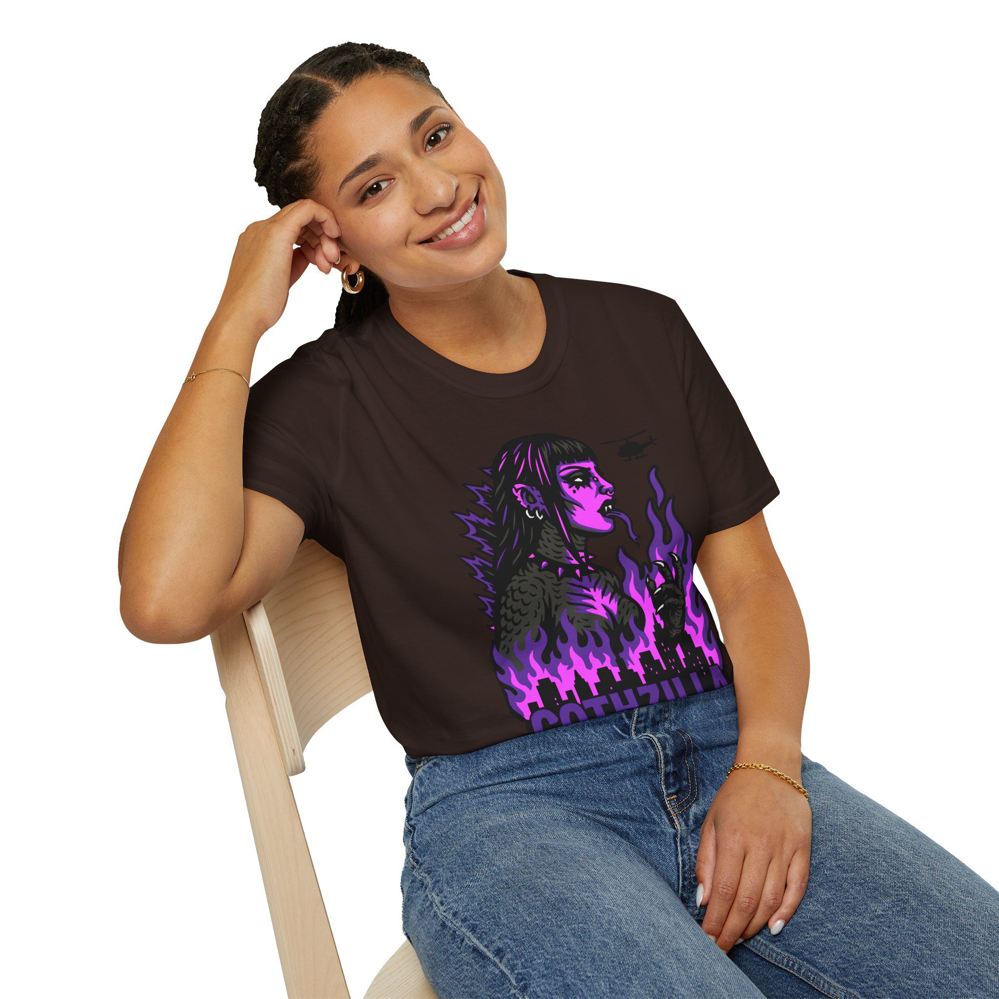 Gothzilla (Purple) Unisex T-Shirt - Image 41