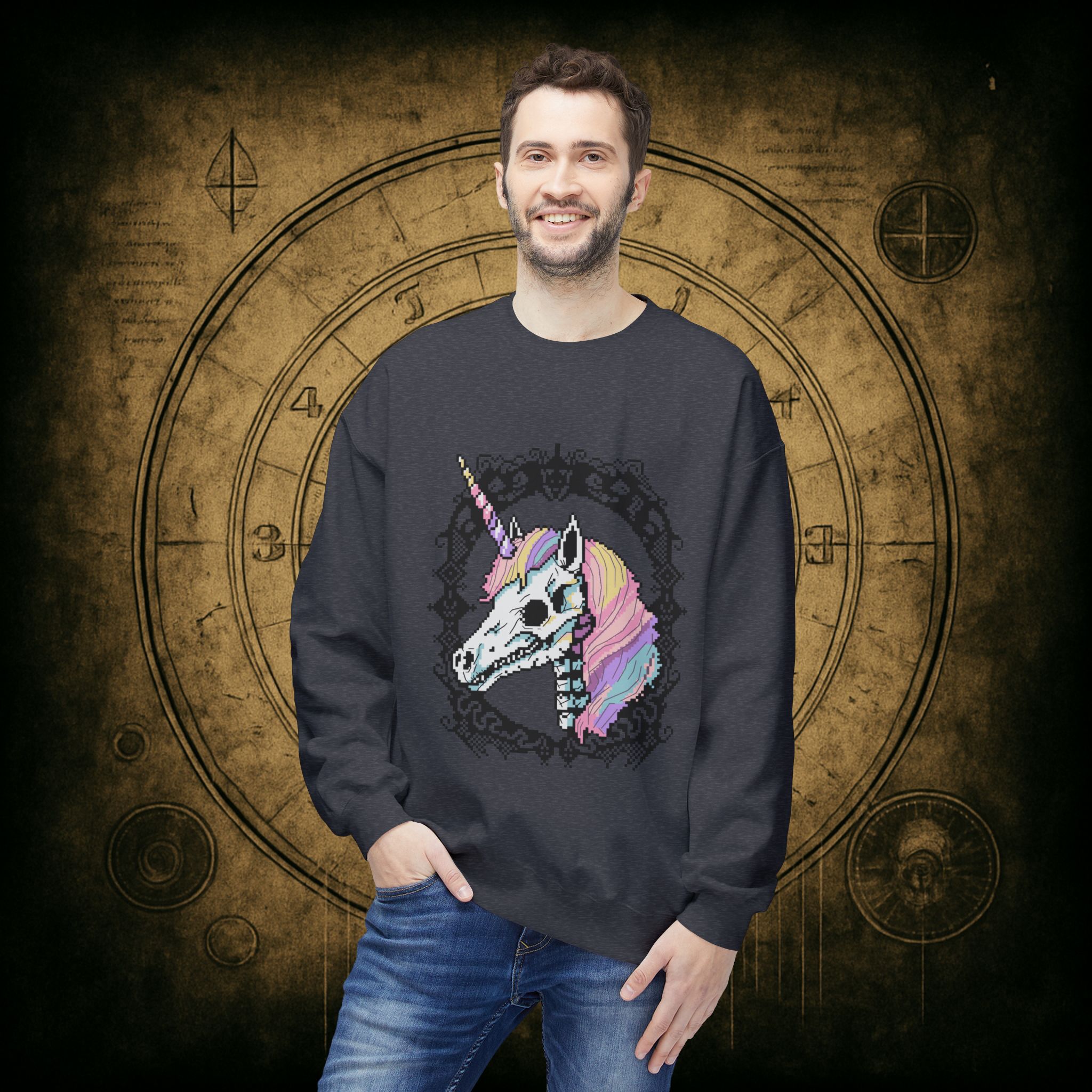 Pastel Goth Skeleton Unicorn Unisex Sweatshirt - Image 24