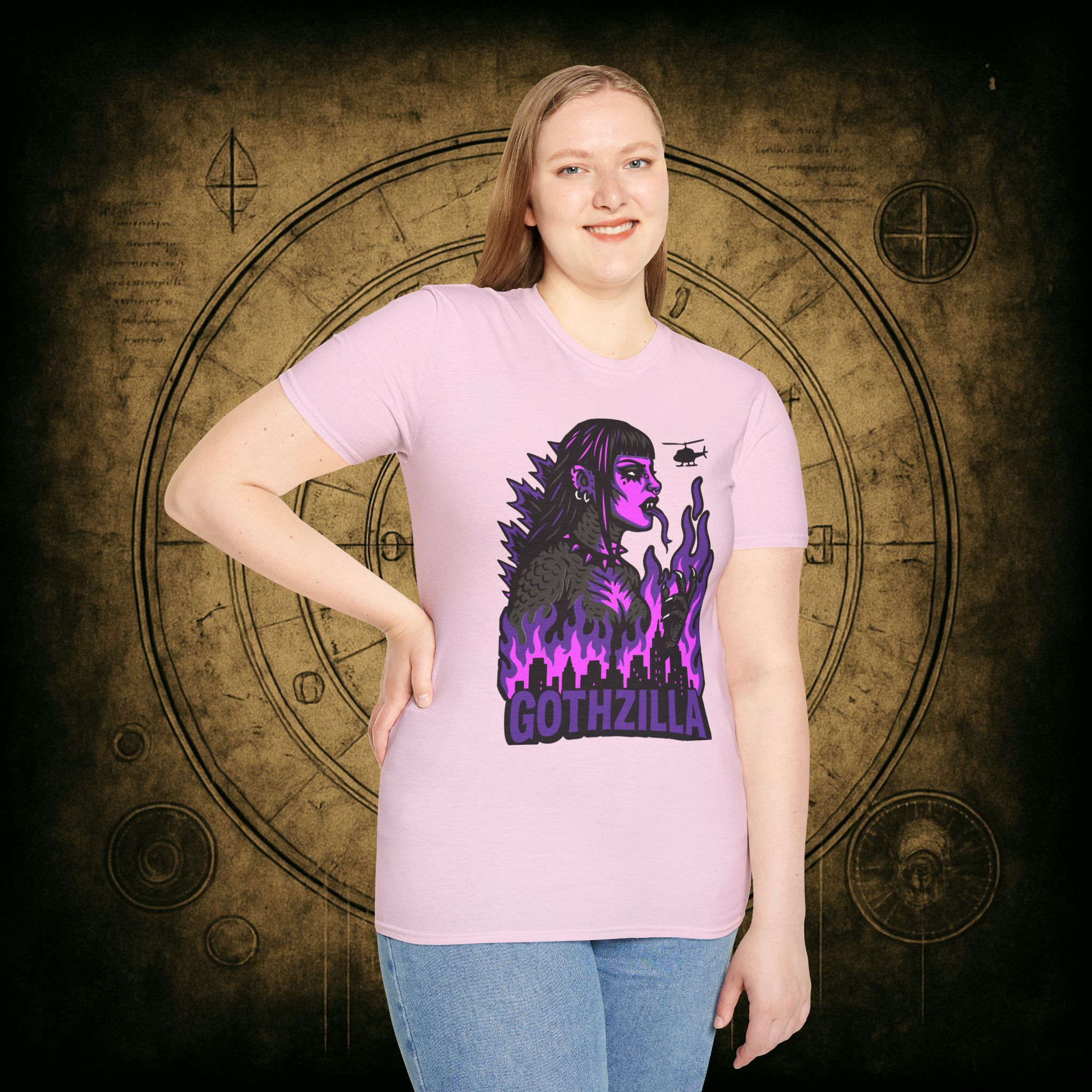 Gothzilla (Purple) Unisex T-Shirt - Image 65