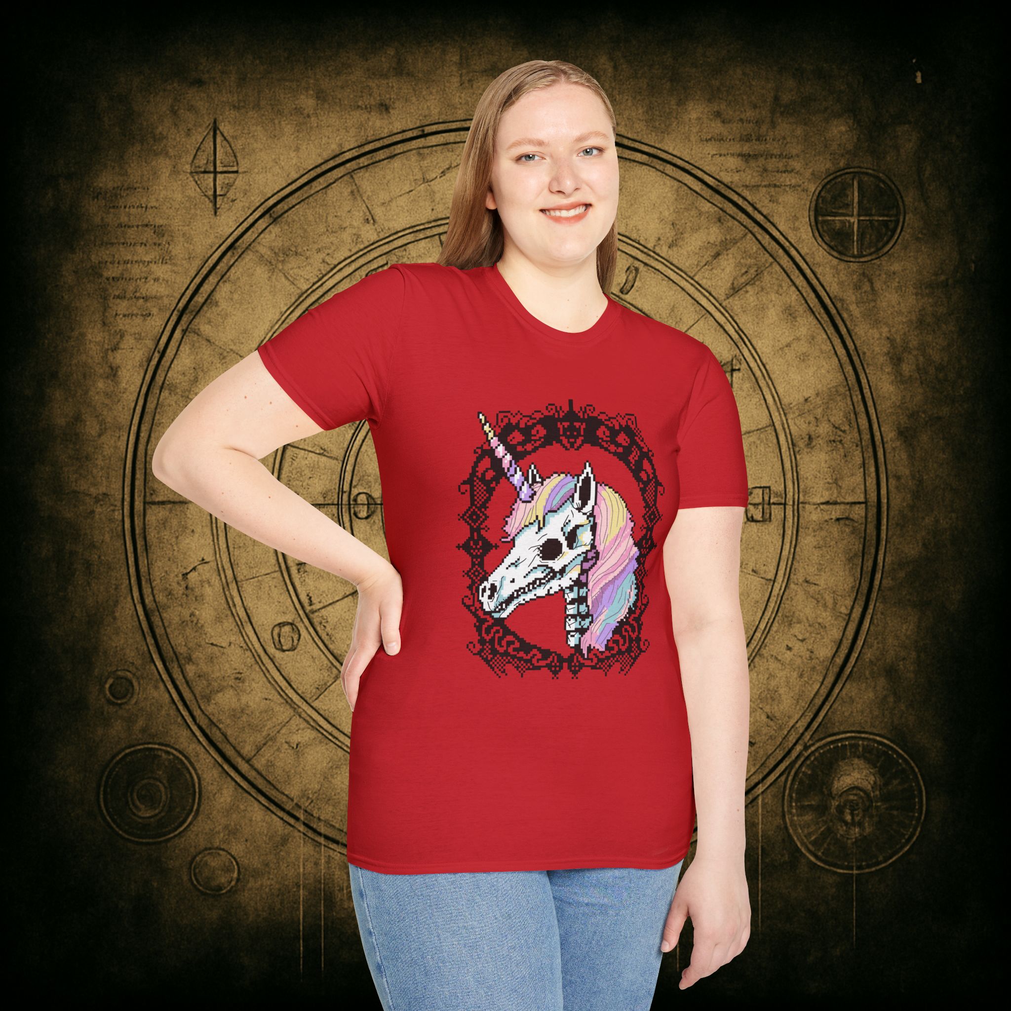 Pastel Goth Skeleton Unicorn Unisex T-shirt - Image 70