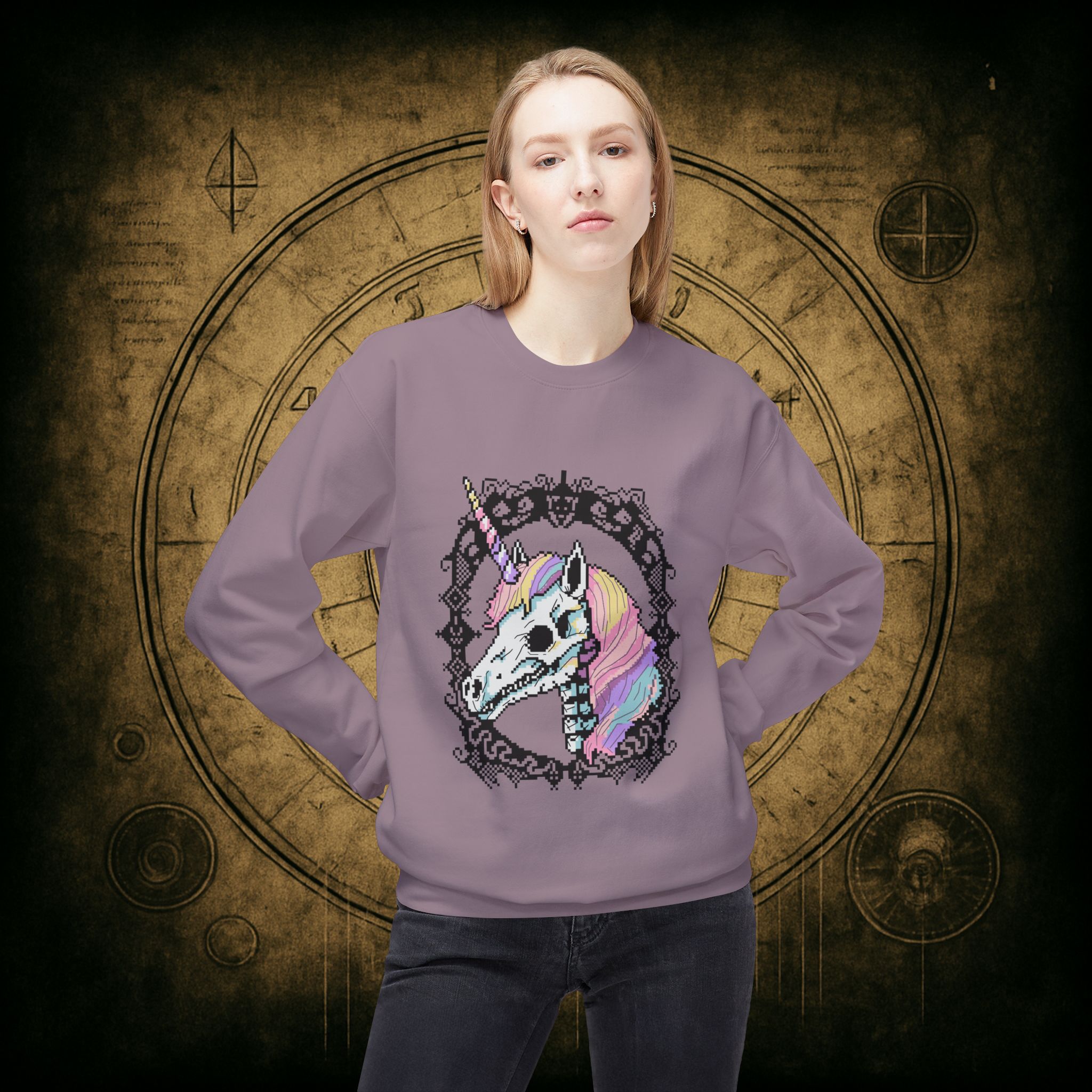 Pastel Goth Skeleton Unicorn Unisex Sweatshirt - Image 38