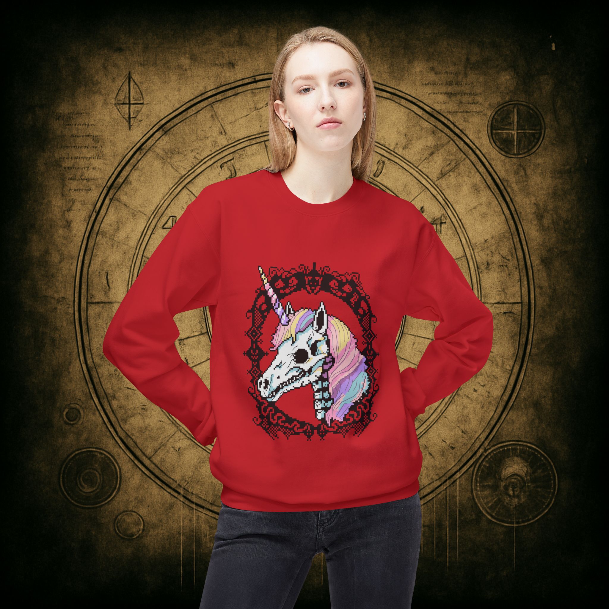 Pastel Goth Skeleton Unicorn Unisex Sweatshirt - Image 5