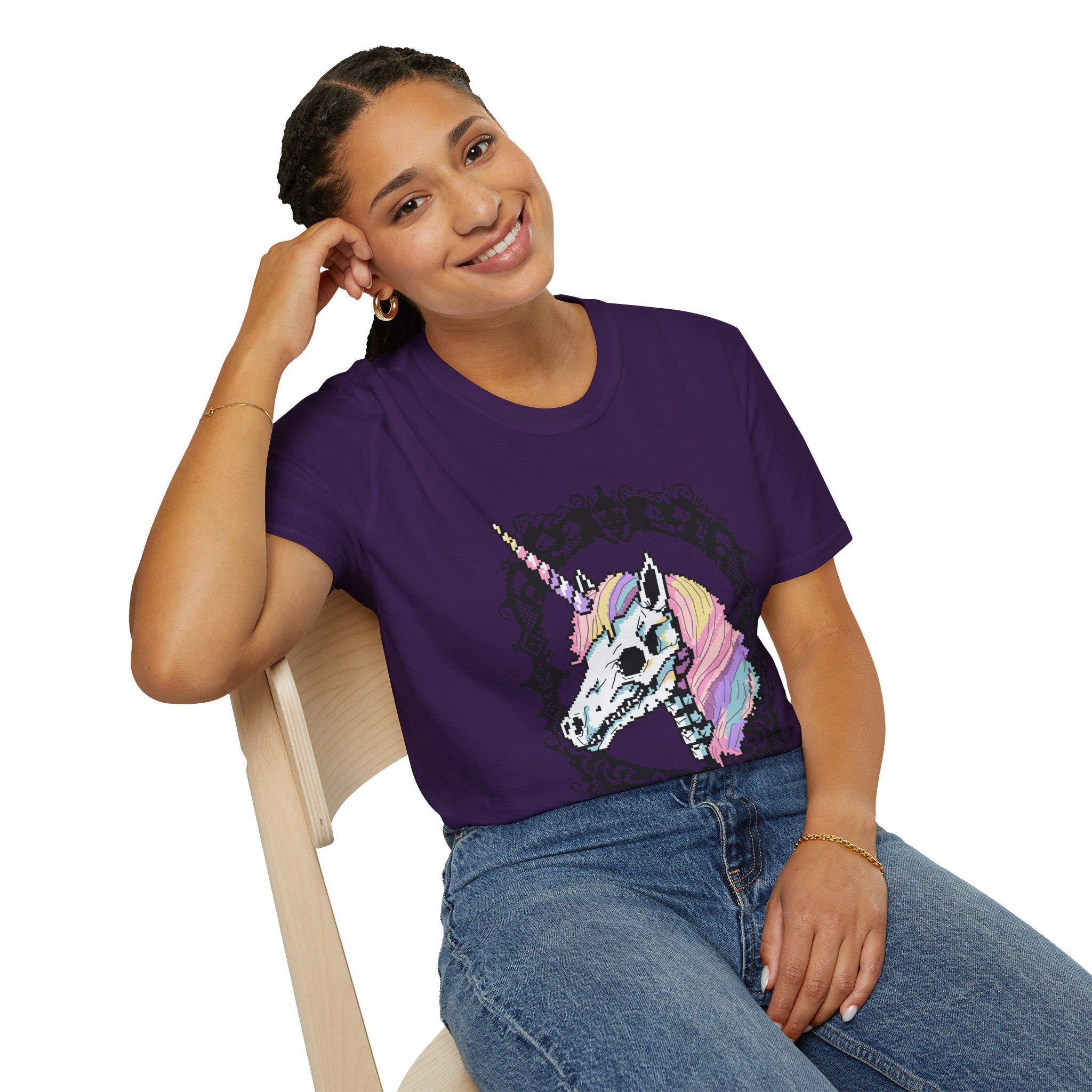 Pastel Goth Skeleton Unicorn Unisex T-shirt - Image 66